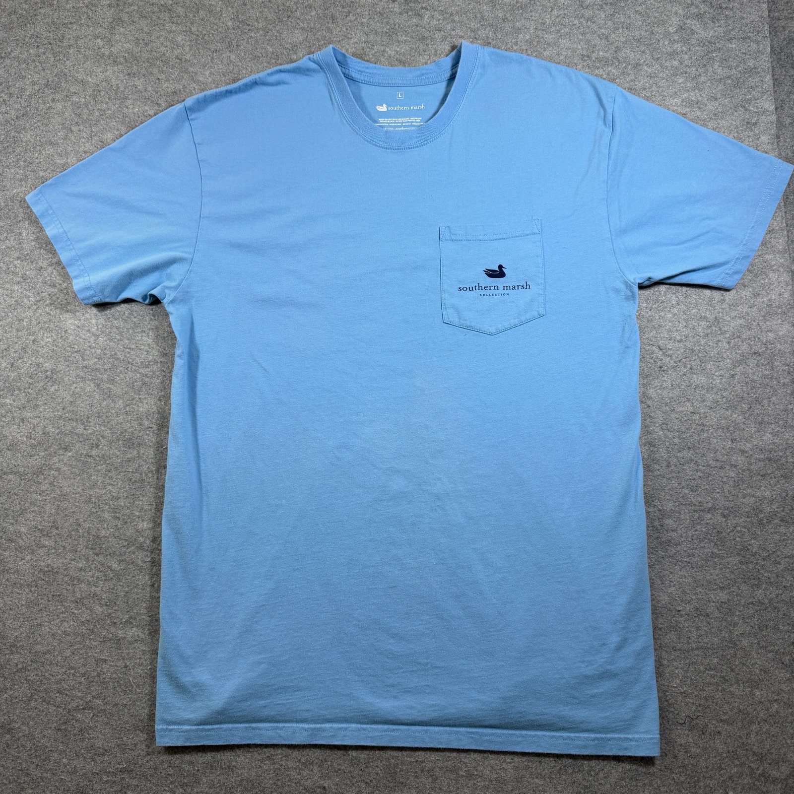 Southern Marsh Routes Tee Mens L Light Blue Graphic Map Cotton Short Sleeve