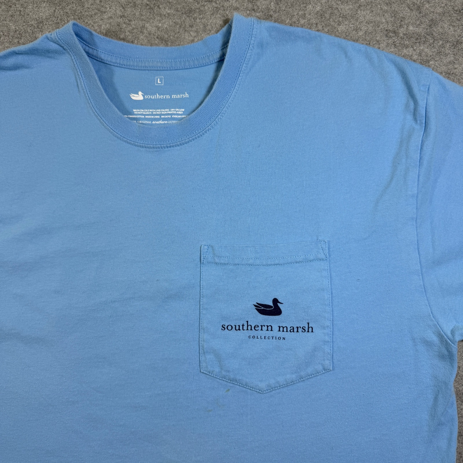 Southern Marsh Routes Tee Mens L Light Blue Graphic Map Cotton Short Sleeve thumbnail 5
