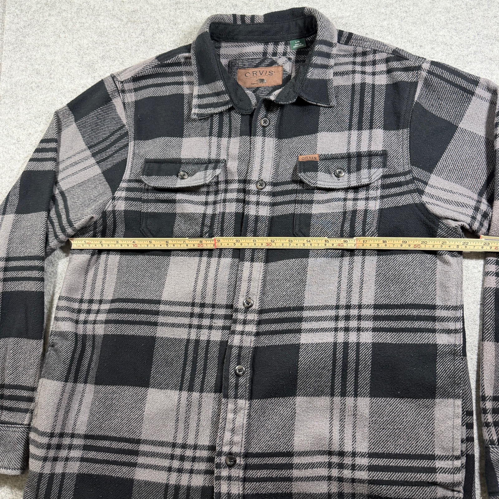 Orvis Heavyweight Flannel Shirt Mens L Gray Black Button Up 4 Pocket Outdoor thumbnail 8