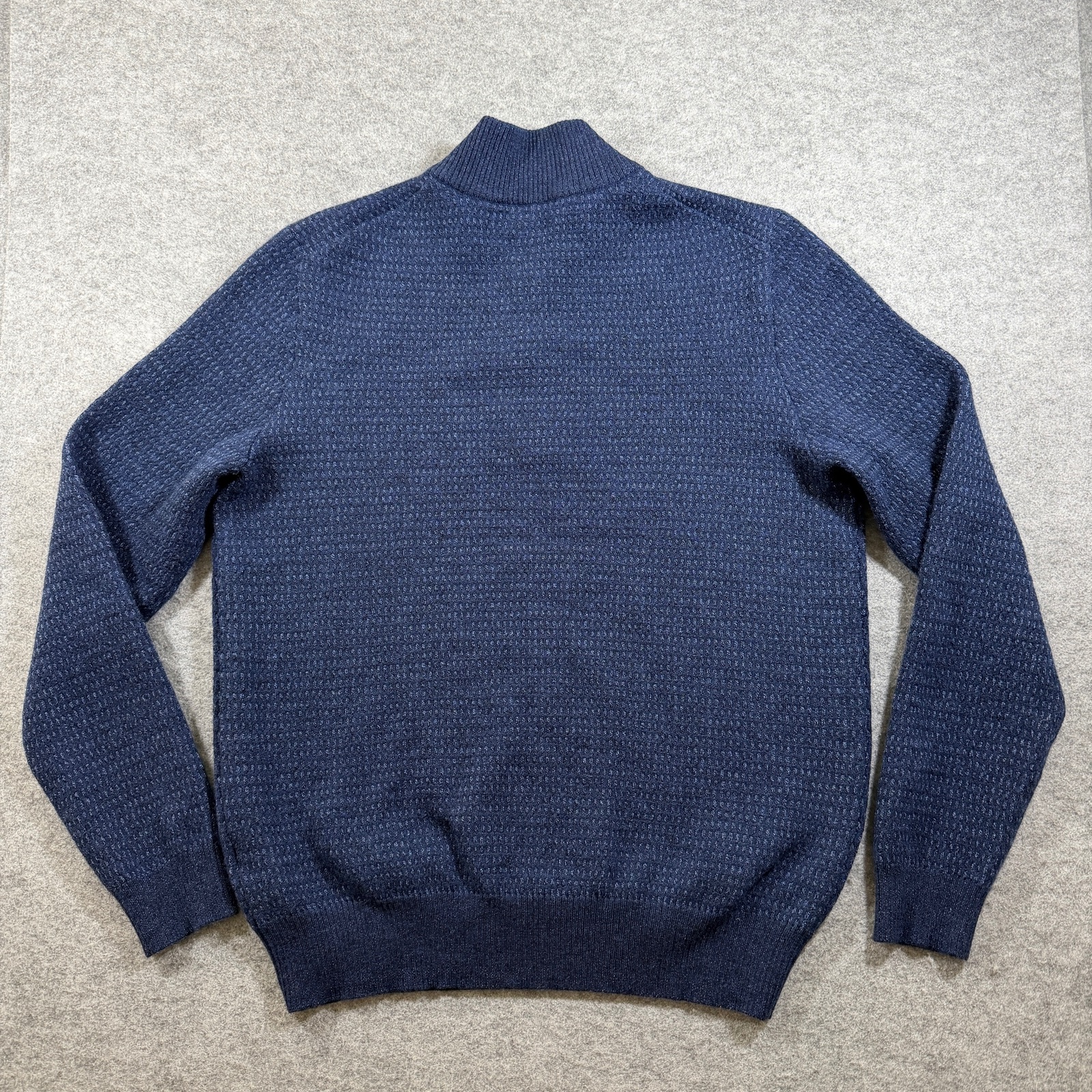 Joseph Abboud Merino Wool Sweater Mens XL Navy Mock Neck 1/4 Zip Button Knit thumbnail 2