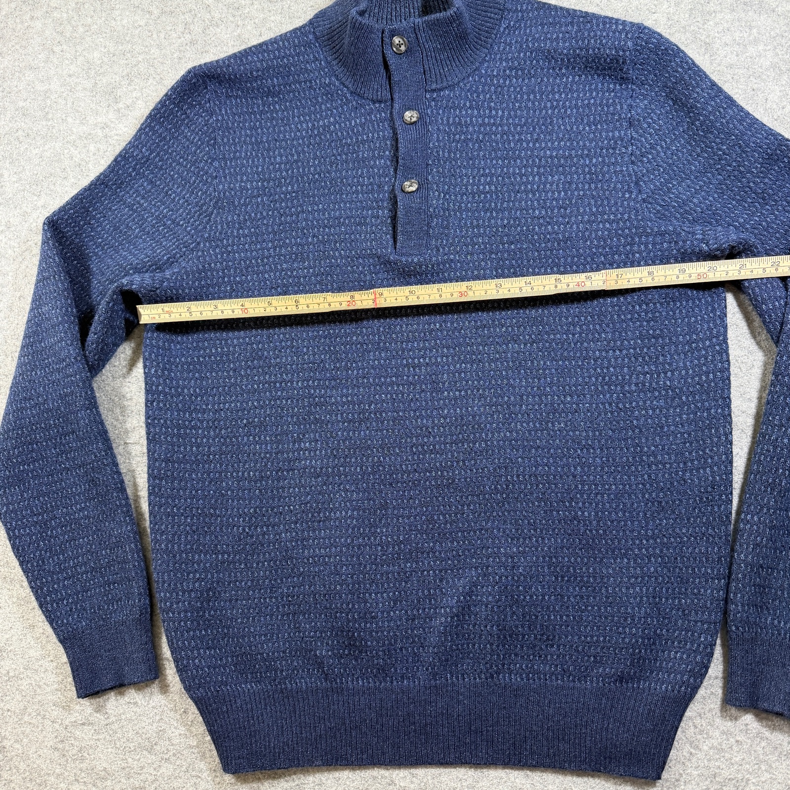 Joseph Abboud Merino Wool Sweater Mens XL Navy Mock Neck 1/4 Zip Button Knit thumbnail 7