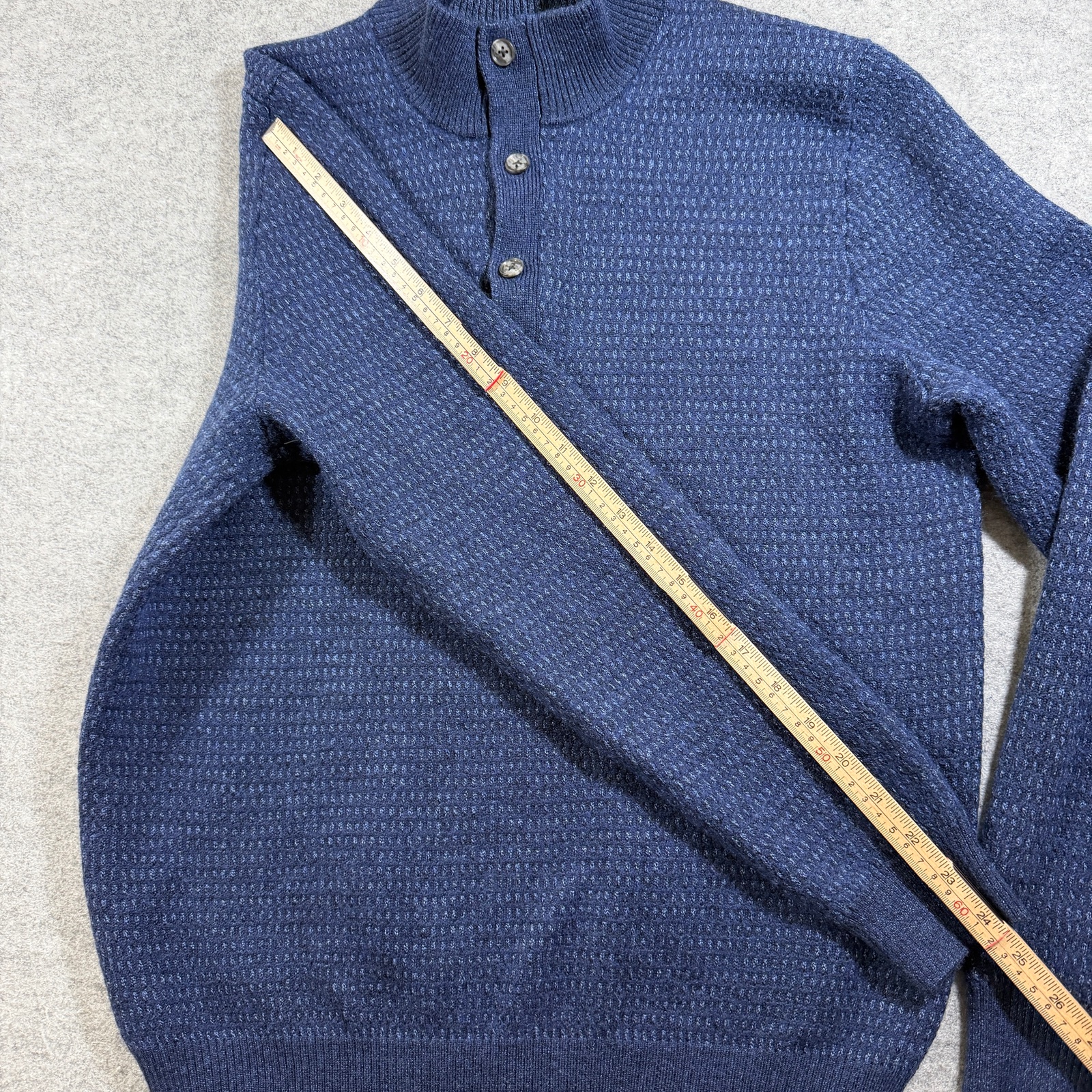 Joseph Abboud Merino Wool Sweater Mens XL Navy Mock Neck 1/4 Zip Button Knit thumbnail 8