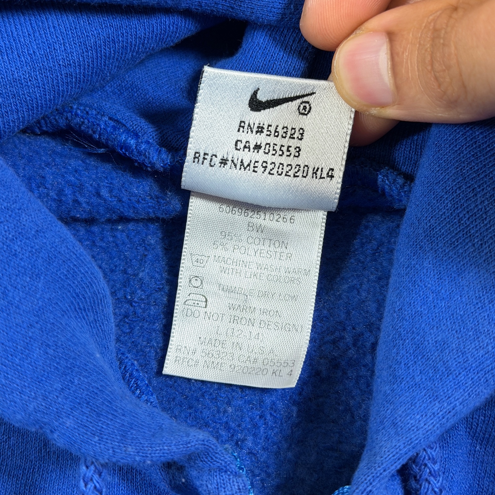 Vintage 90s Nike Sleeveless Zip Hoodie Mens L Blue Swoosh Made In USA Streetwear thumbnail 6