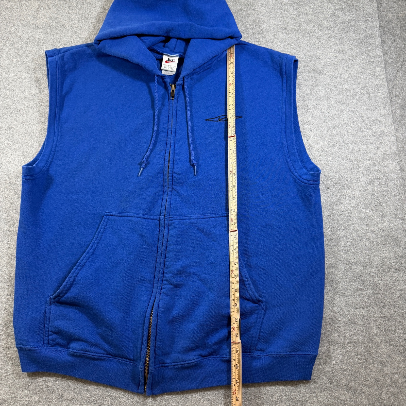 Vintage 90s Nike Sleeveless Zip Hoodie Mens L Blue Swoosh Made In USA Streetwear thumbnail 7