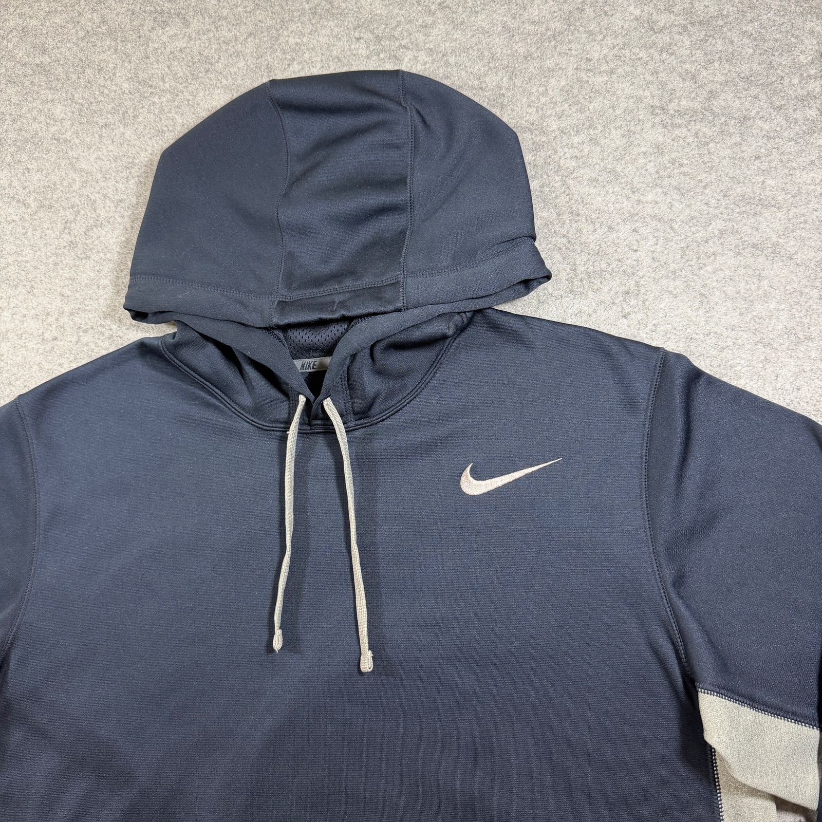 Nike Therma-FIT Hoodie Mens L Navy Gray Fleece Pullover Running Training Athlete thumbnail 5