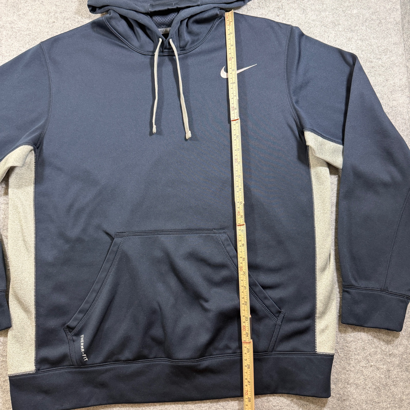 Nike Therma-FIT Hoodie Mens L Navy Gray Fleece Pullover Running Training Athlete thumbnail 6