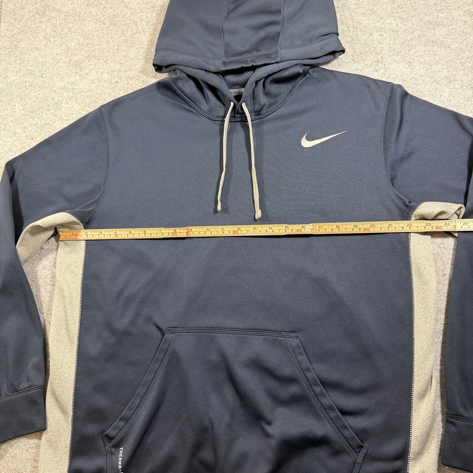 Nike Therma-FIT Hoodie Mens L Navy Gray Fleece Pullover Running Training Athlete thumbnail 7