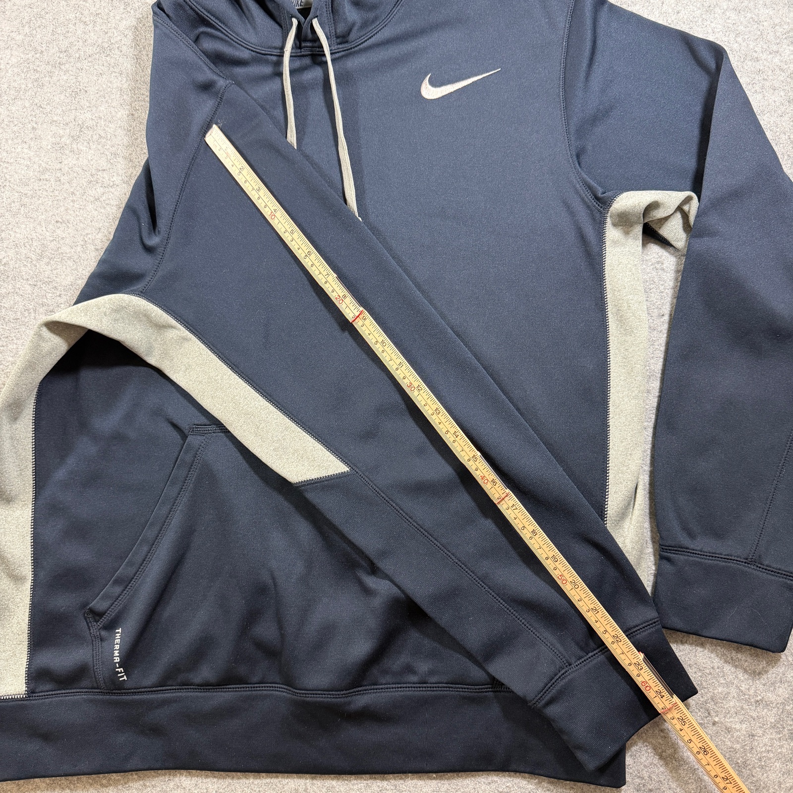Nike Therma-FIT Hoodie Mens L Navy Gray Fleece Pullover Running Training Athlete thumbnail 8