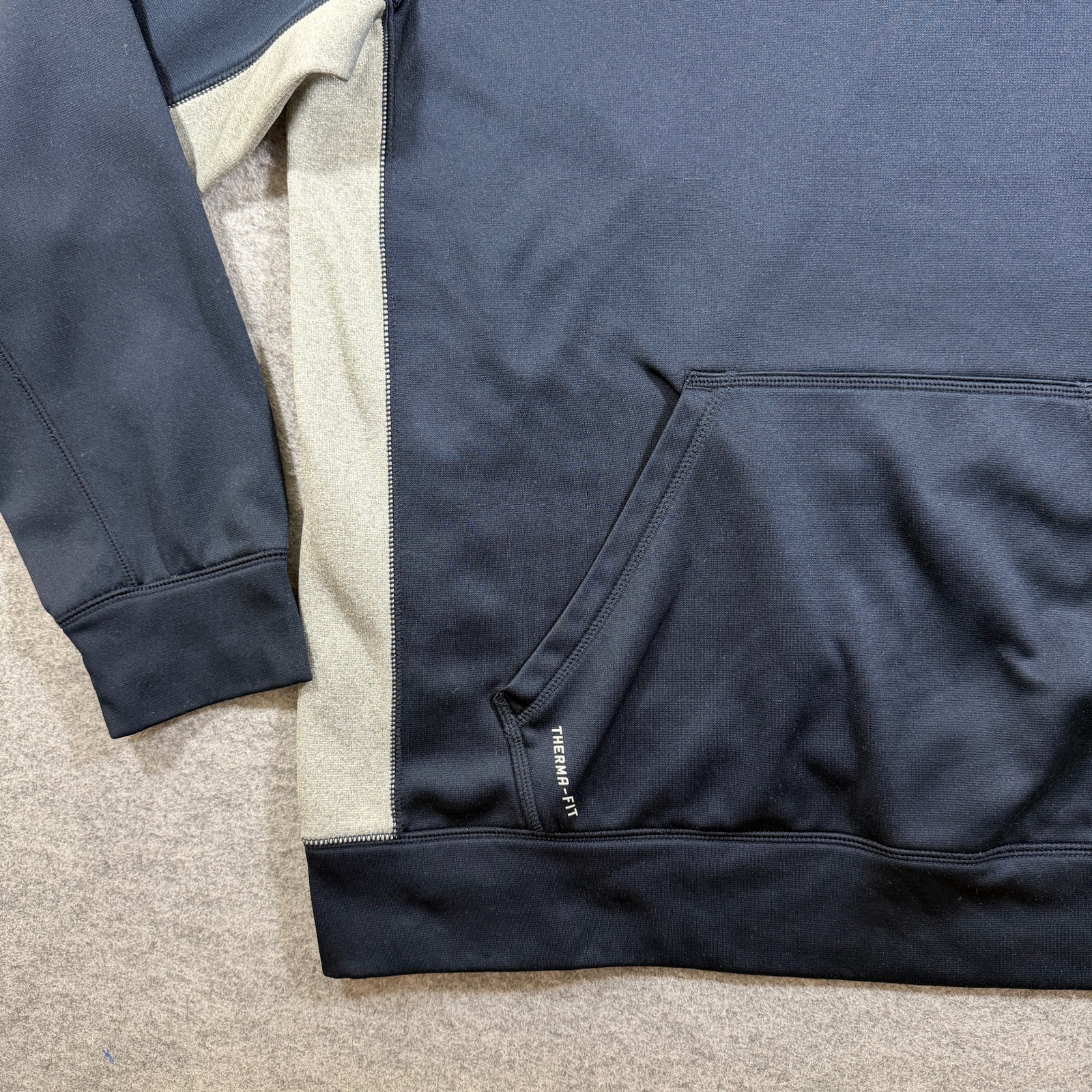 Nike Therma-FIT Hoodie Mens L Navy Gray Fleece Pullover Running Training Athlete thumbnail 9