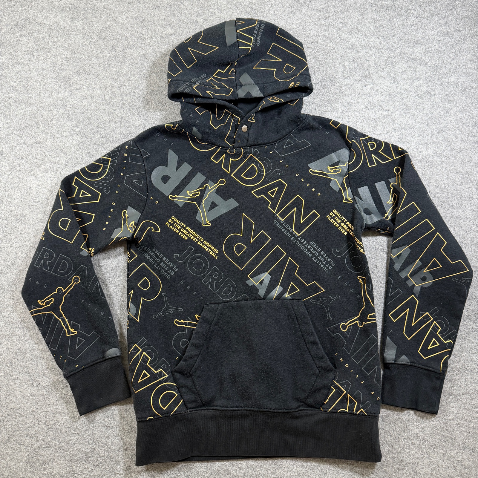 Jordan Hoodie Boys M Black Jumpman All Over Graphic Print Pullover Streetwear