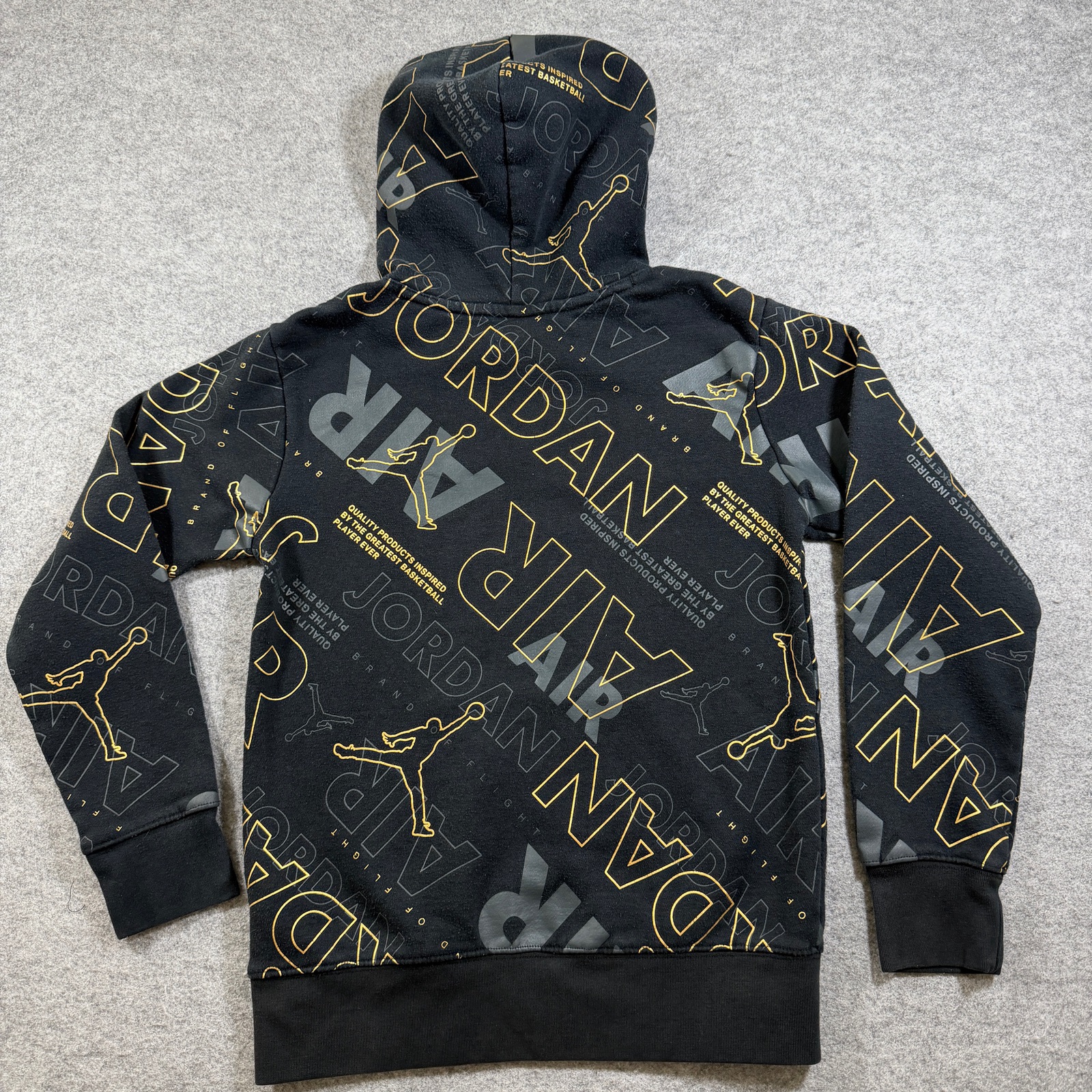 Jordan Hoodie Boys M Black Jumpman All Over Graphic Print Pullover Streetwear thumbnail 2