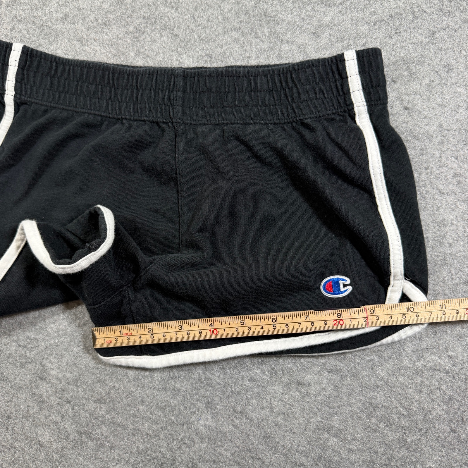 VTG Champion Shorts Womens S Black White Trim Dolphin Hem 100% Cotton Athletic thumbnail 7