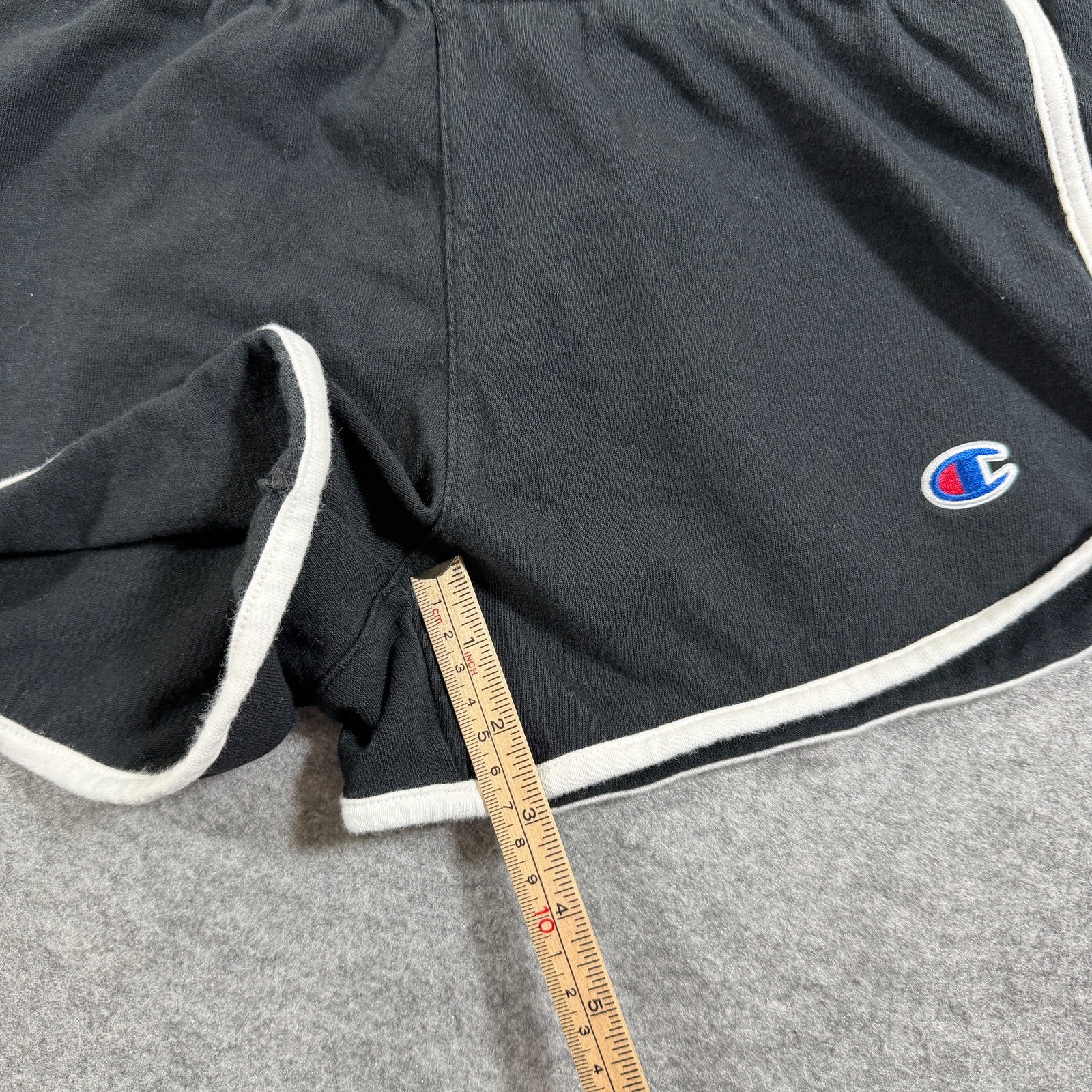 VTG Champion Shorts Womens S Black White Trim Dolphin Hem 100% Cotton Athletic thumbnail 8