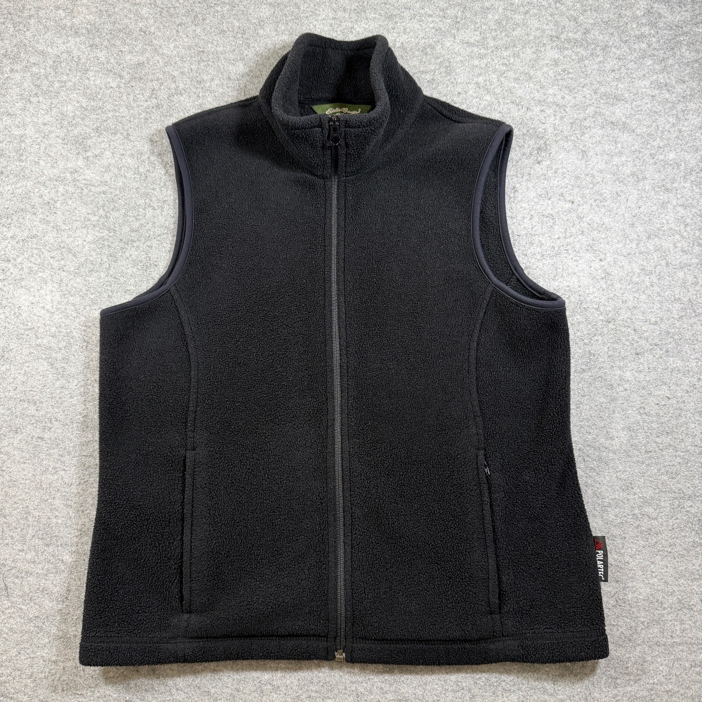 Eddie Bauer Polartec Fleece Vest Womens M Black Full Zip Pockets Hiking Outdoor thumbnail 2