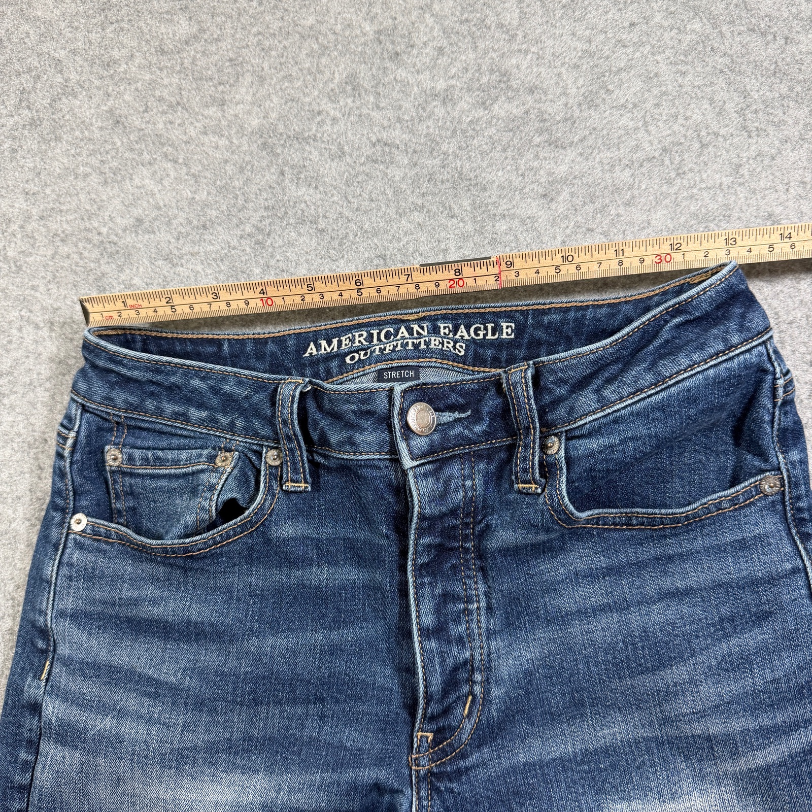 American Eagle Vintage Hi-Rise Jeans Womens 6 Blue Denim Stretch Button Fly thumbnail 6
