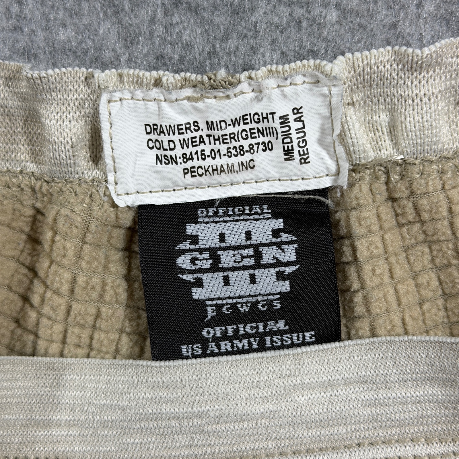 US Army Gen III ECWCS Thermal Drawers Mens M Tan Polartec Fleece Base Layer thumbnail 5