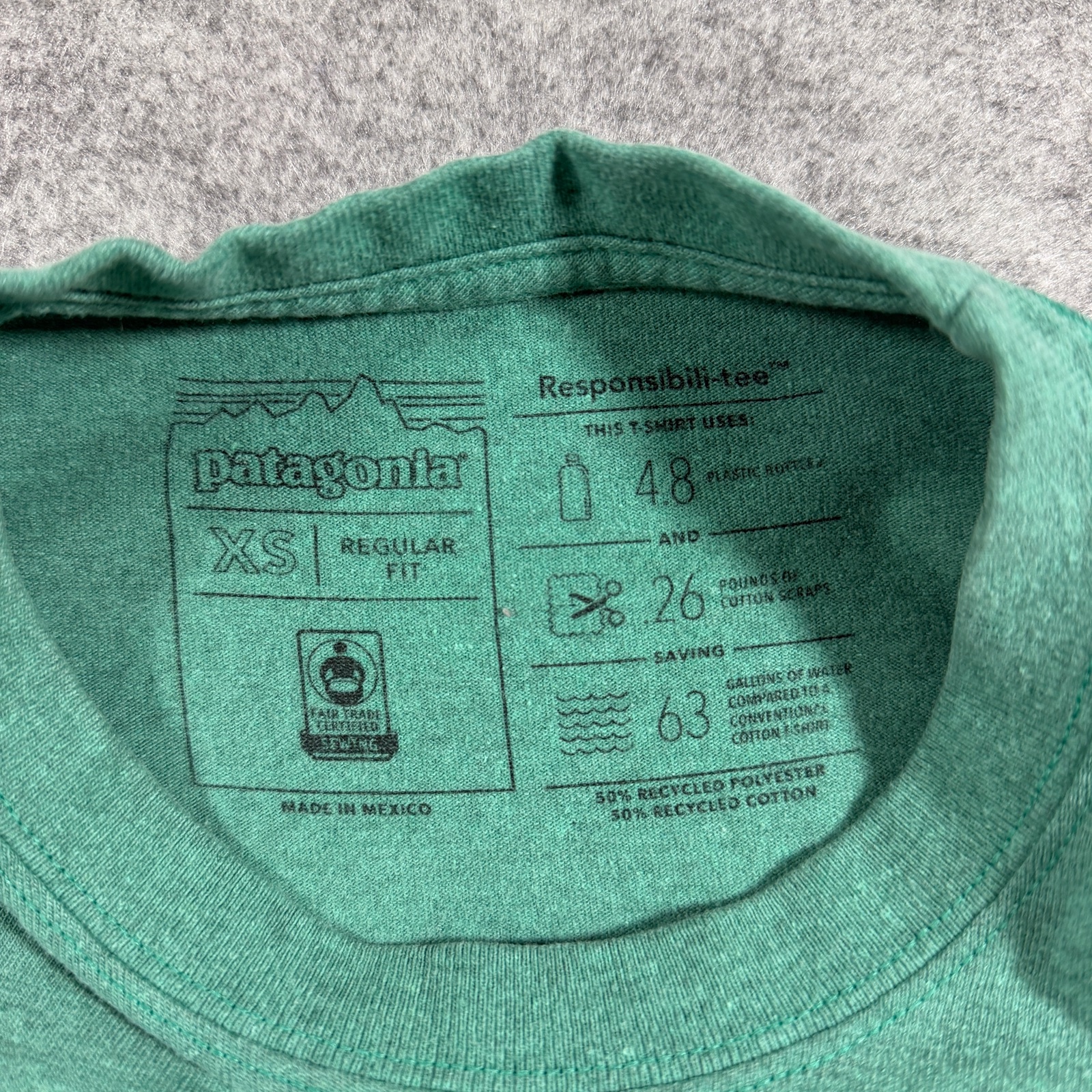 Patagonia P-6 Logo T Shirt Unisex XS Heather Green Mountain Graphic Cotton Tee thumbnail 4