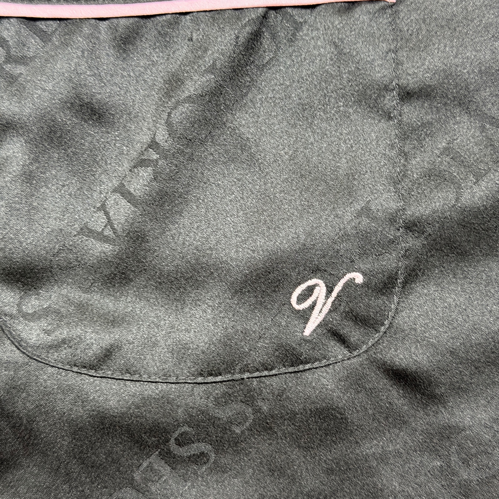 Victorias Secret Satin Pajama Top Womens L Black Logo Button Up Sleep Shirt Soft thumbnail 4