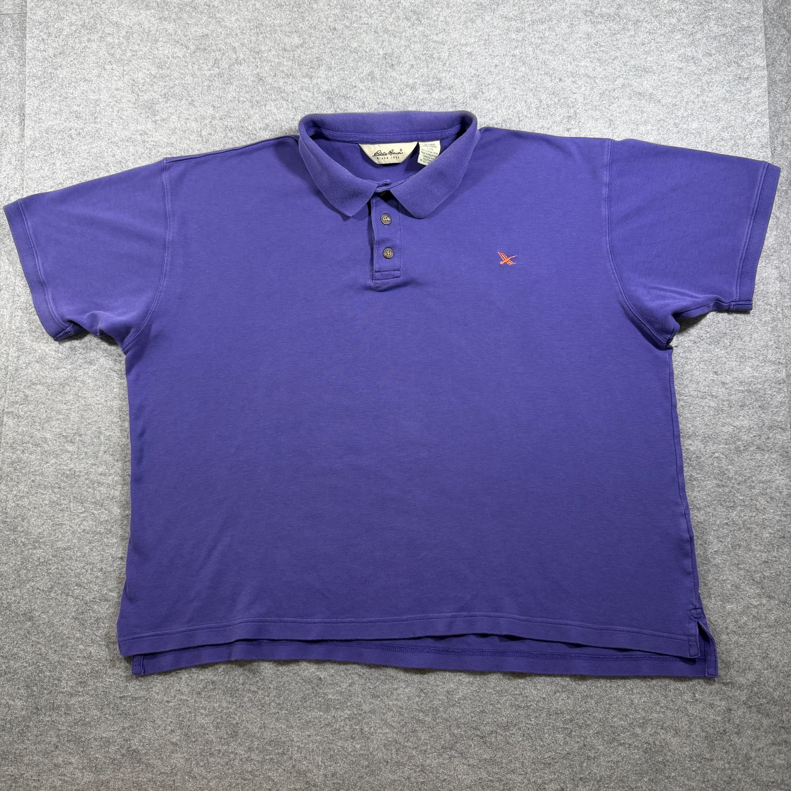 Vintage 90s Eddie Bauer Polo Shirt Mens L Purple Cotton Boxy Fit Soft Touch