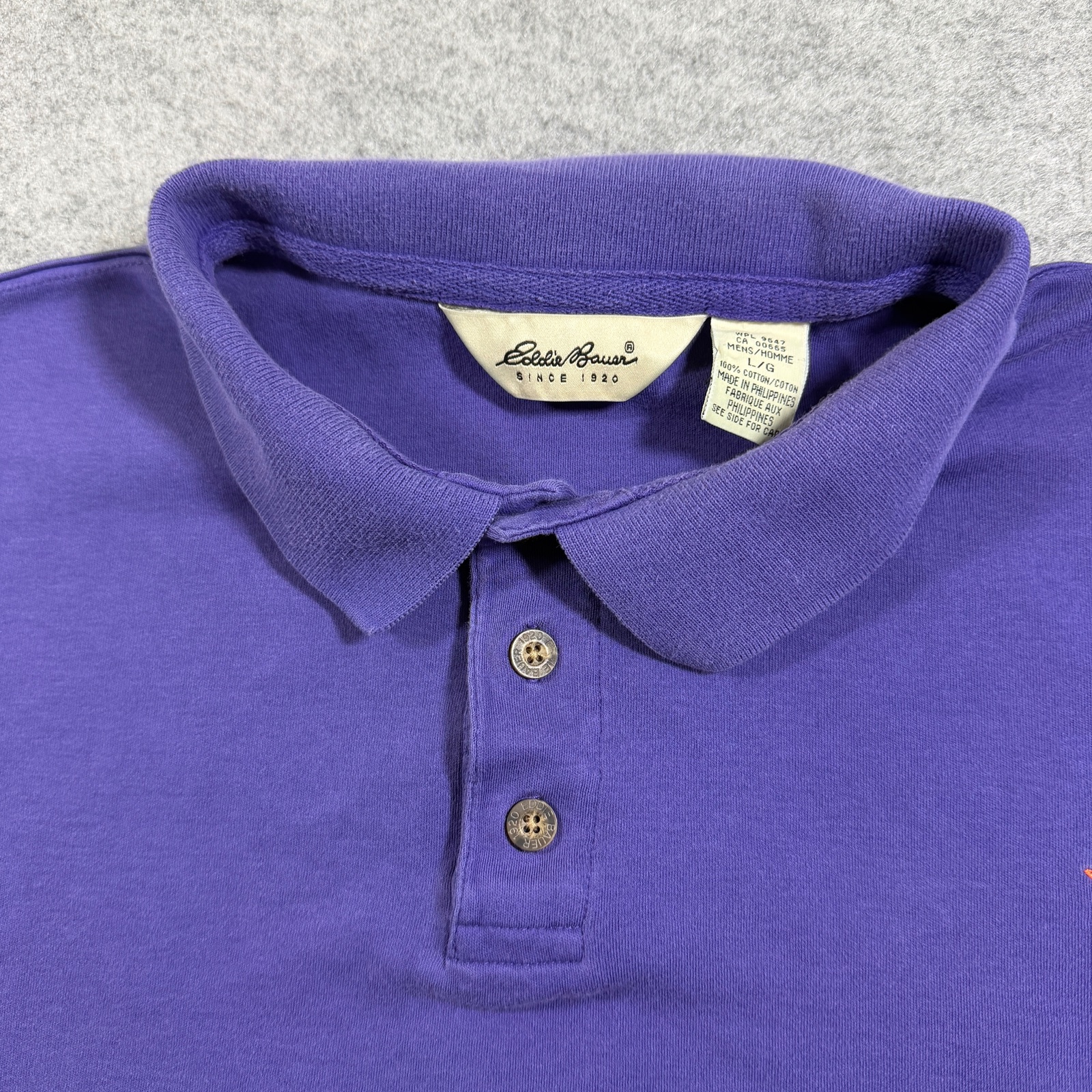 Vintage 90s Eddie Bauer Polo Shirt Mens L Purple Cotton Boxy Fit Soft Touch thumbnail 4