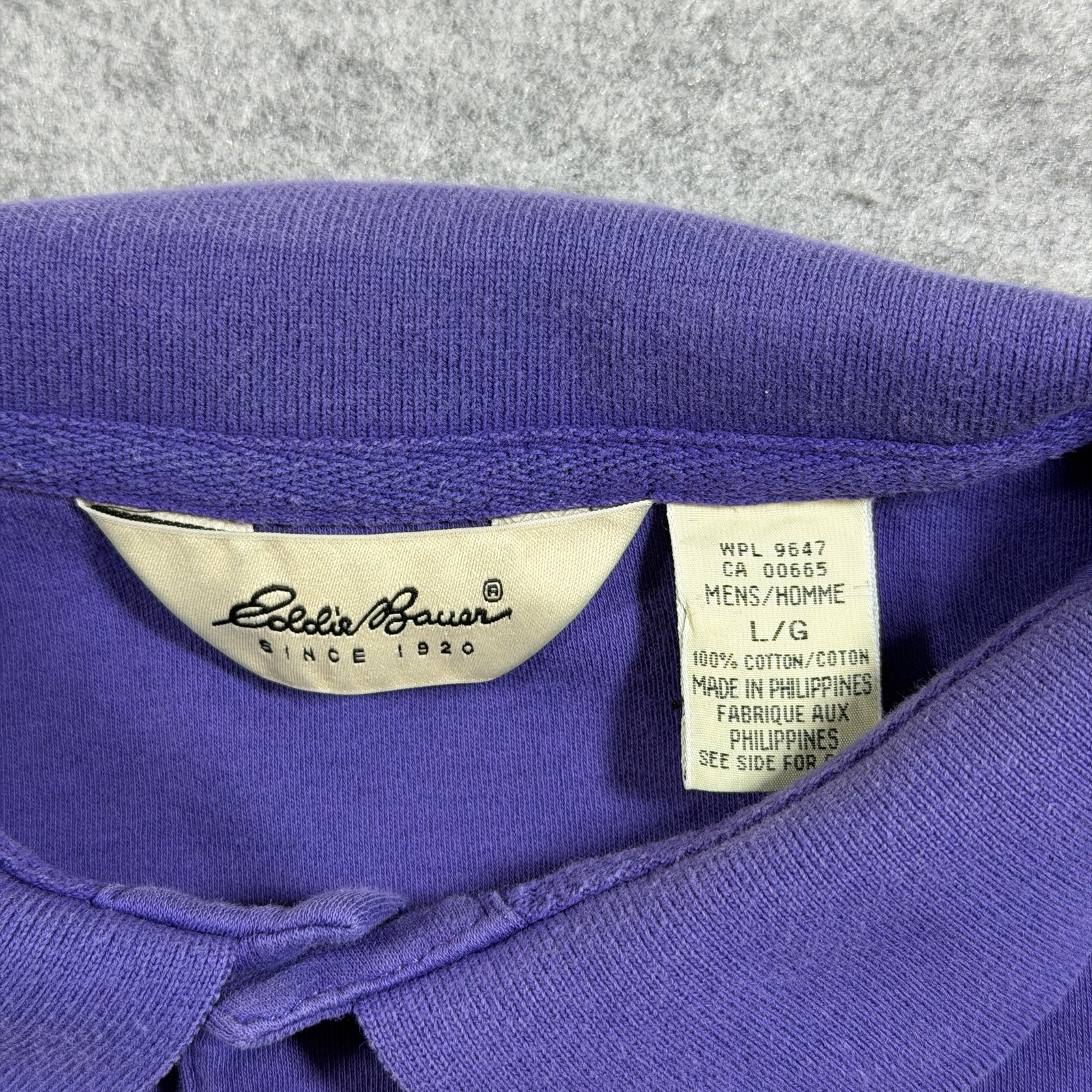 Vintage 90s Eddie Bauer Polo Shirt Mens L Purple Cotton Boxy Fit Soft Touch thumbnail 5