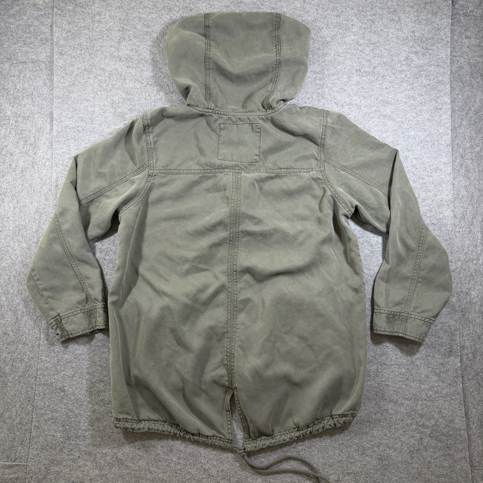 American Eagle Field Jacket Womens XL Olive Green Hooded Zip Front Military thumbnail 2