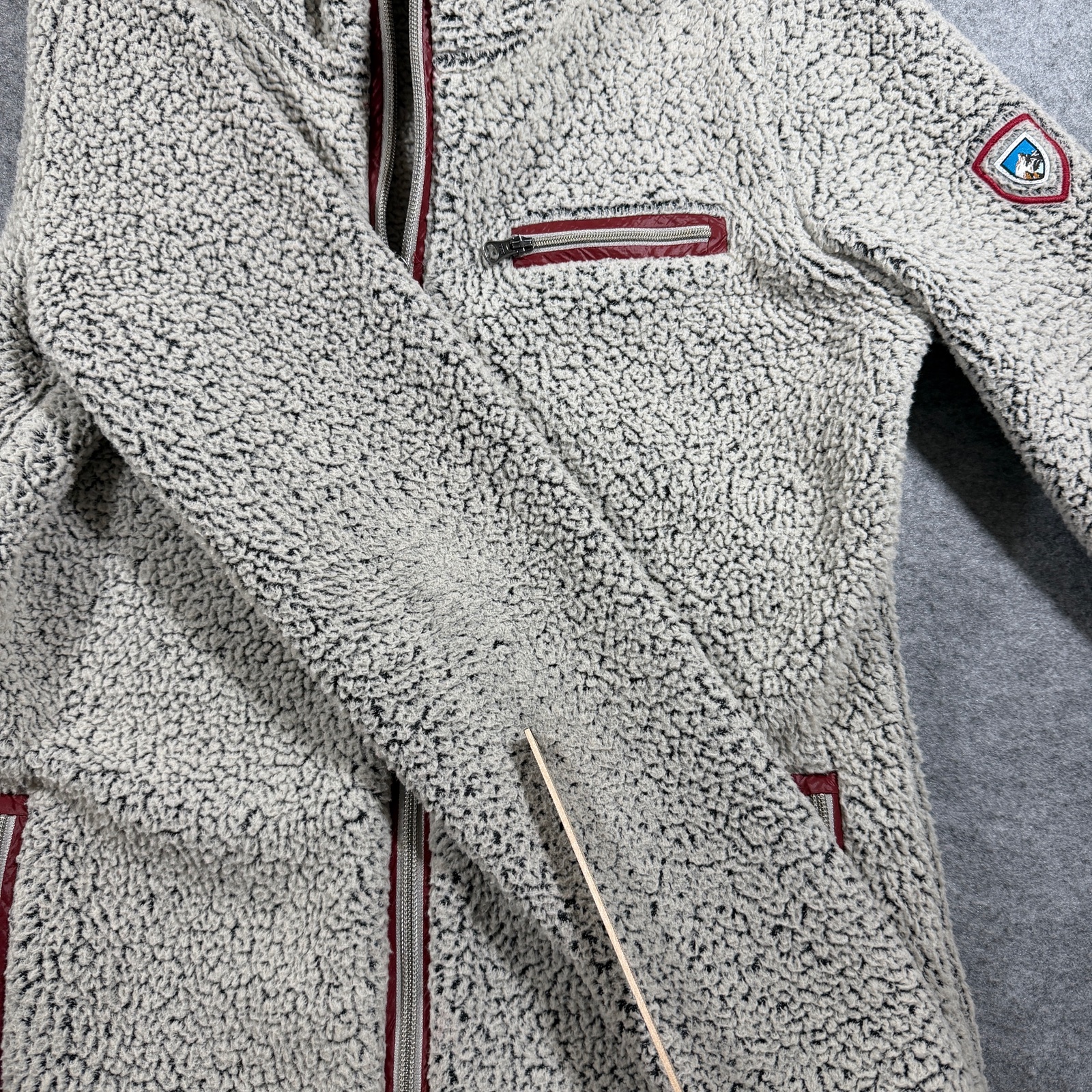 Kuhl Sherpa Fleece Jacket Womens S Cream Hooded Full Zip Thumbholes Zip Pockets thumbnail 6