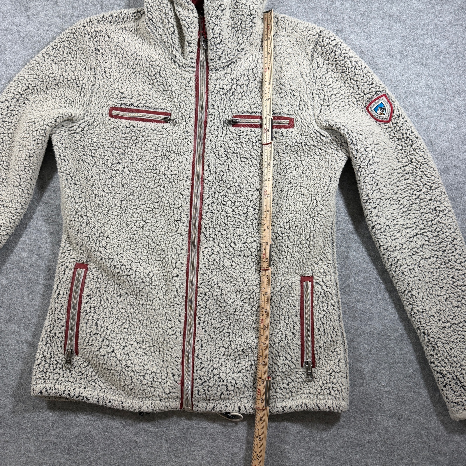 Kuhl Sherpa Fleece Jacket Womens S Cream Hooded Full Zip Thumbholes Zip Pockets thumbnail 7