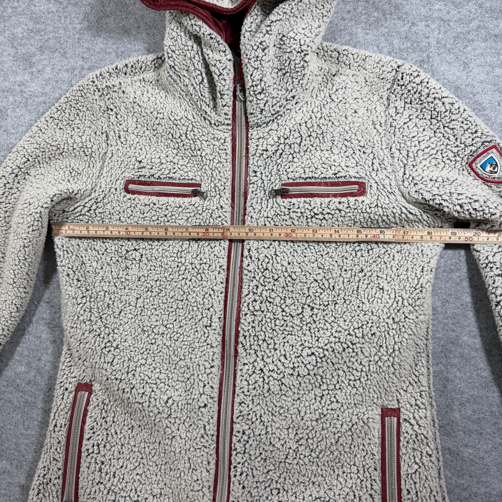 Kuhl Sherpa Fleece Jacket Womens S Cream Hooded Full Zip Thumbholes Zip Pockets thumbnail 8