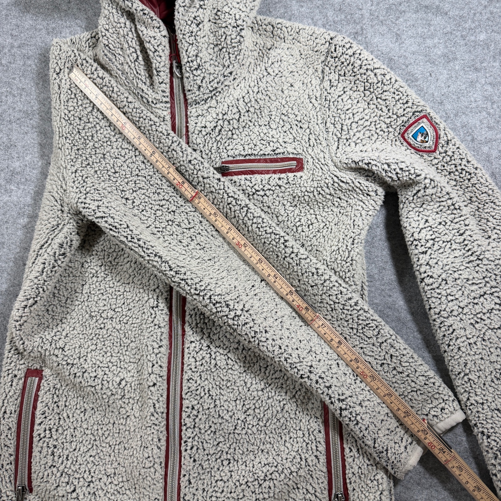 Kuhl Sherpa Fleece Jacket Womens S Cream Hooded Full Zip Thumbholes Zip Pockets thumbnail 9