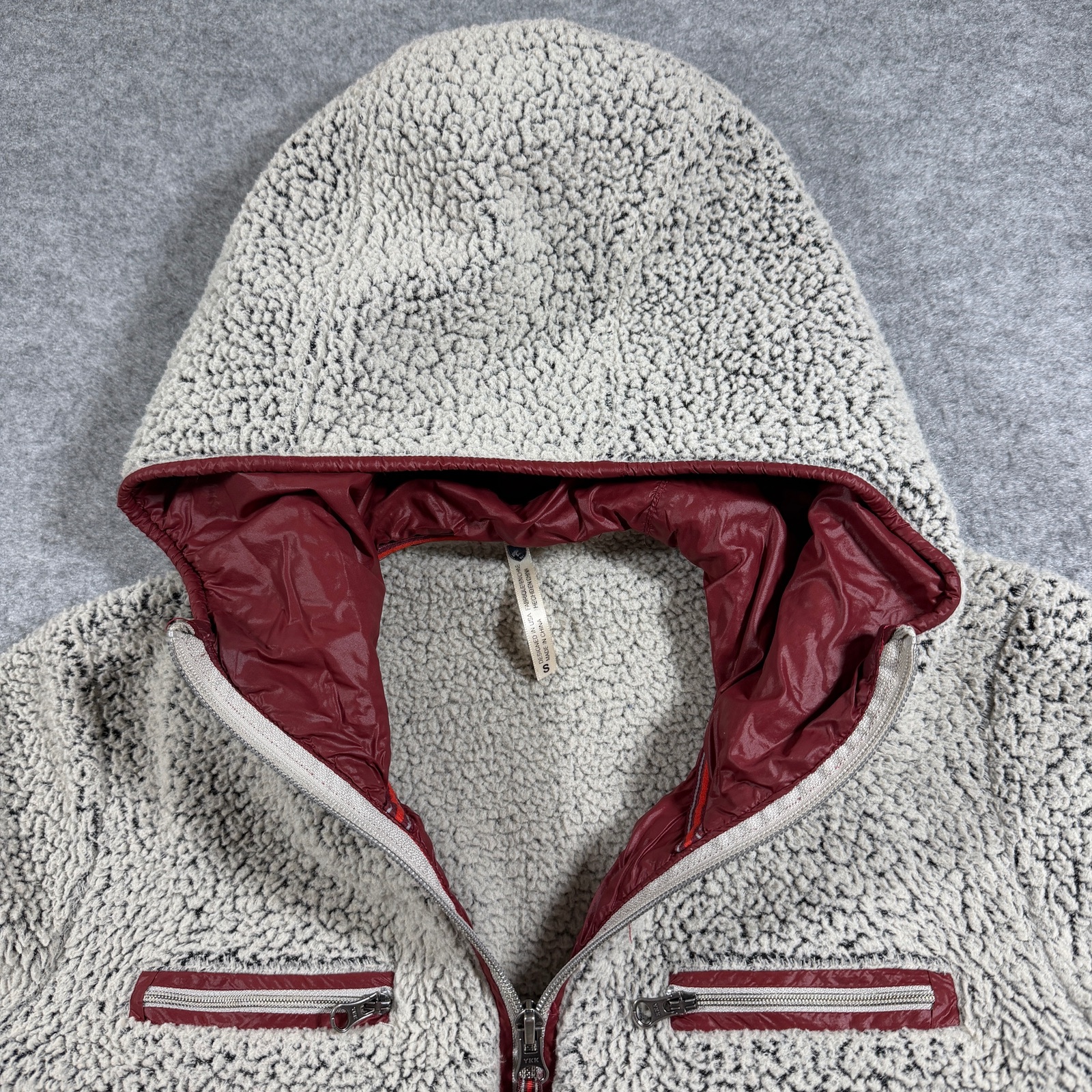 Kuhl Sherpa Fleece Jacket Womens S Cream Hooded Full Zip Thumbholes Zip Pockets thumbnail 11