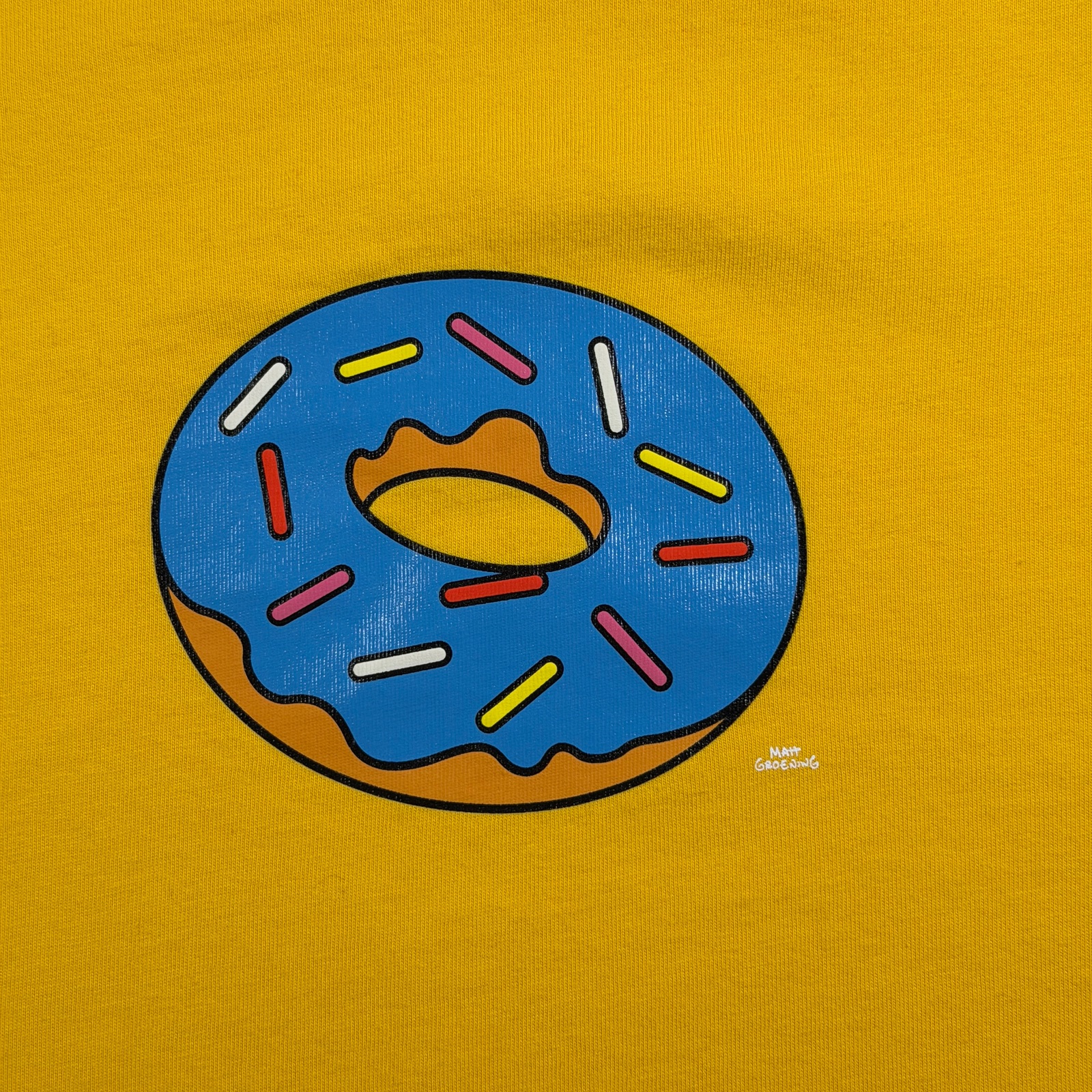 Adidas The Simpsons T Shirt Mens XL Yellow Donut Graphic Trefoil Logo Cartoon thumbnail 3