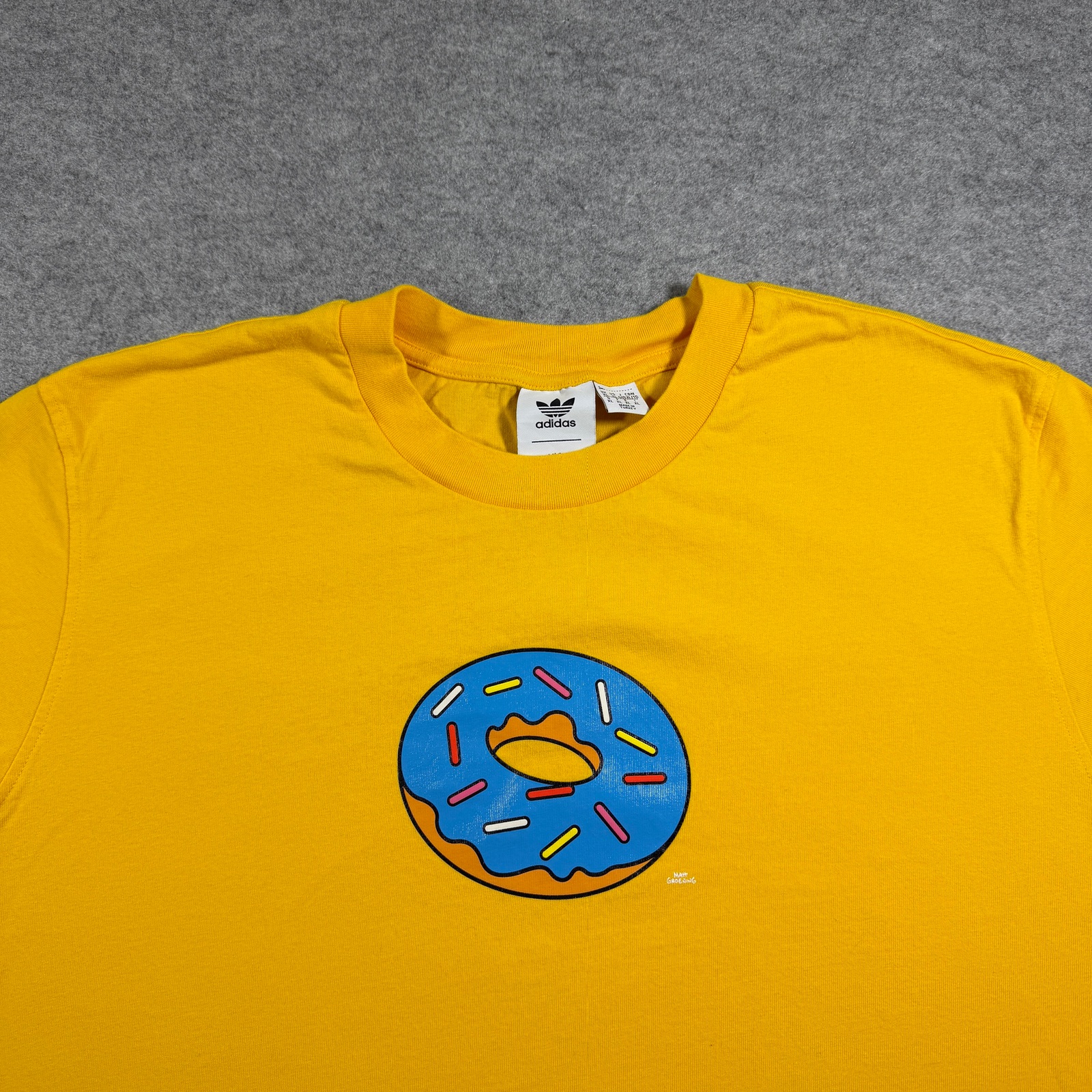 Adidas The Simpsons T Shirt Mens XL Yellow Donut Graphic Trefoil Logo Cartoon thumbnail 9