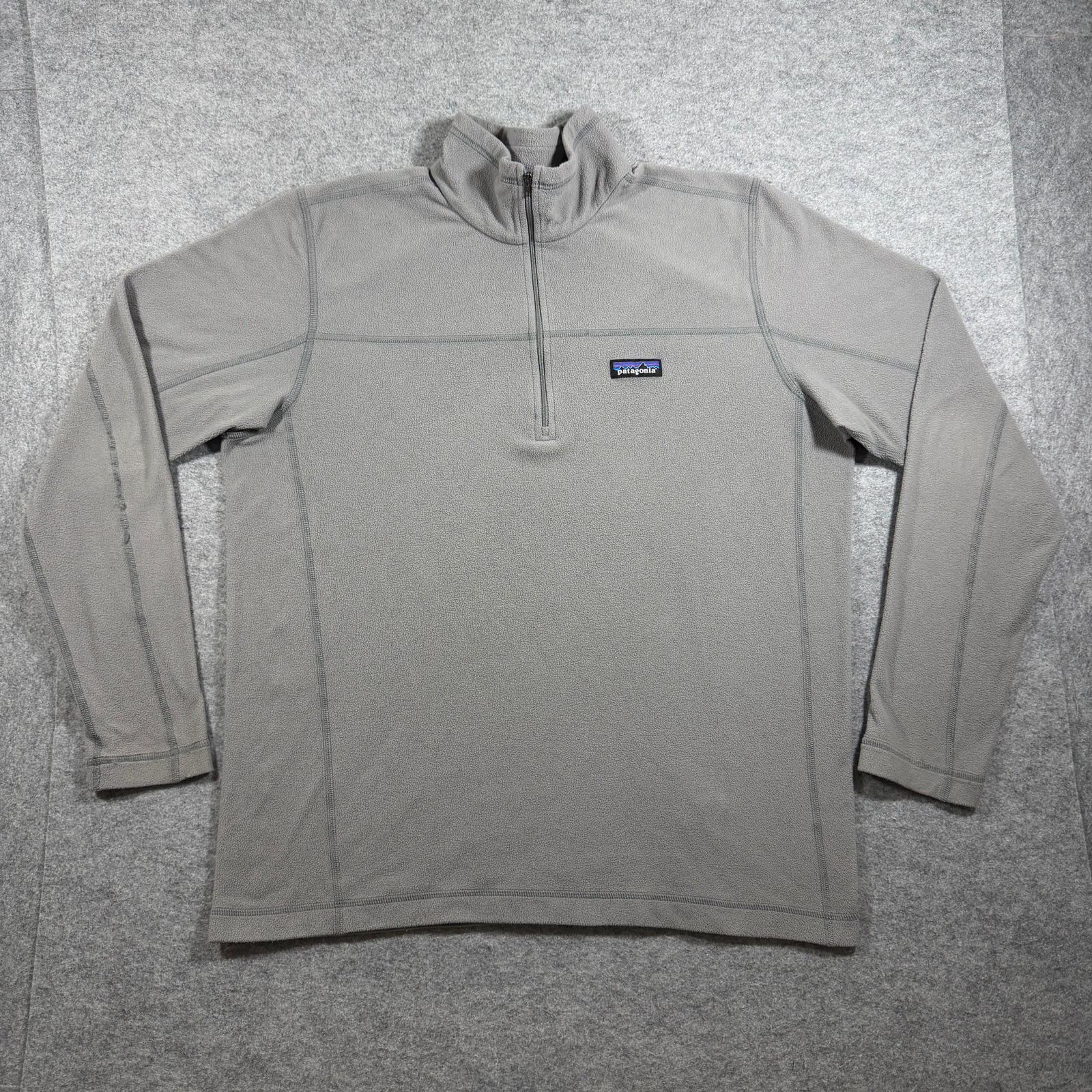 Patagonia Micro D Fleece Pullover Mens L Gray 1/4 Zip Recycled Hiking Outdoor