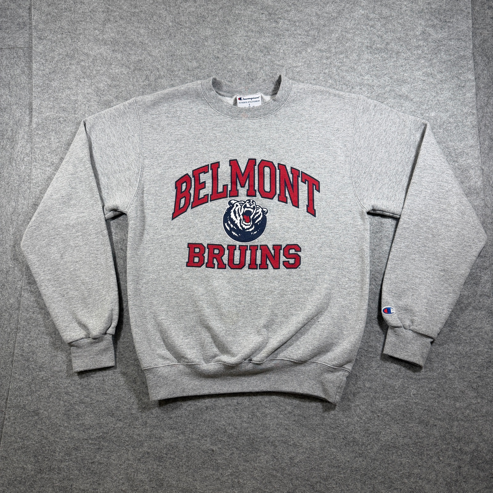 Champion Belmont Bruins Crewneck Sweatshirt Mens S Gray NCAA College Fleece Logo