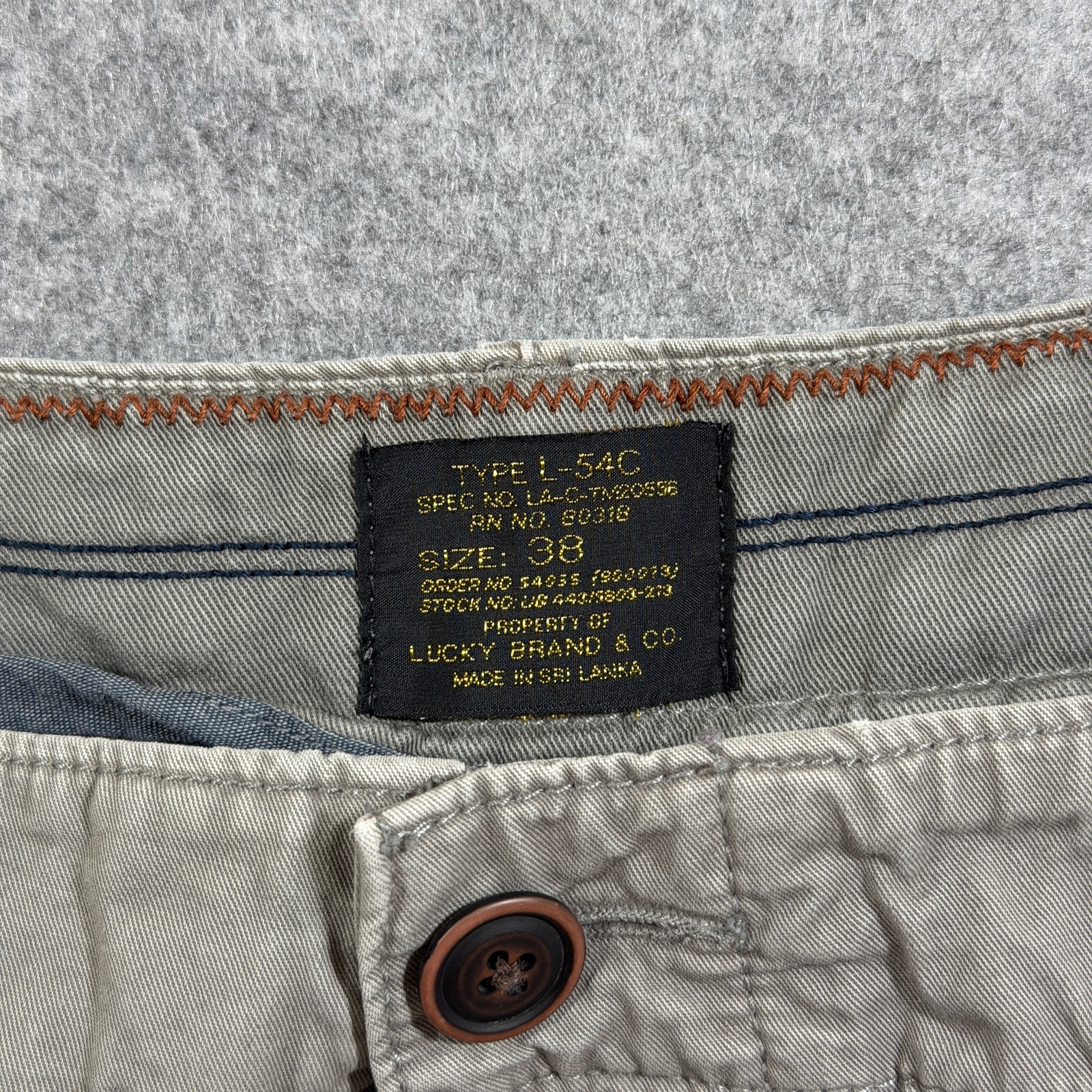 Lucky Brand Chino Shorts Mens 38 Olive Khaki Cotton Flat Front Casual Preppy thumbnail 3