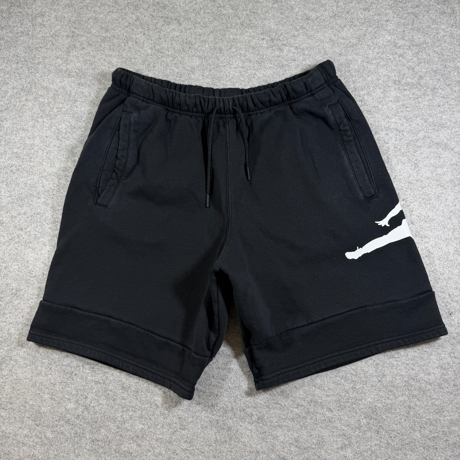 Jordan Fleece Shorts Mens M Black Jumpman Logo Cotton Drawstring Athletic Gym thumbnail 2