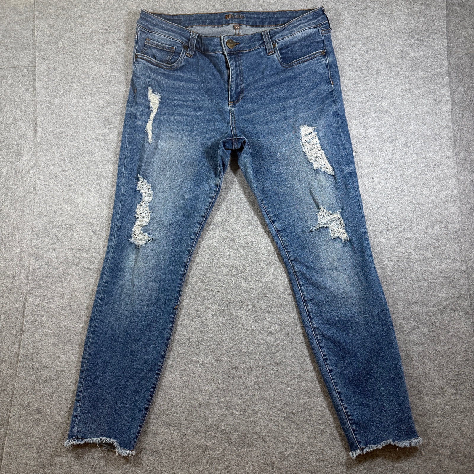 Kut From The Kloth Diana Skinny Jeans Womens 12 Blue Wash Distressed Stretch