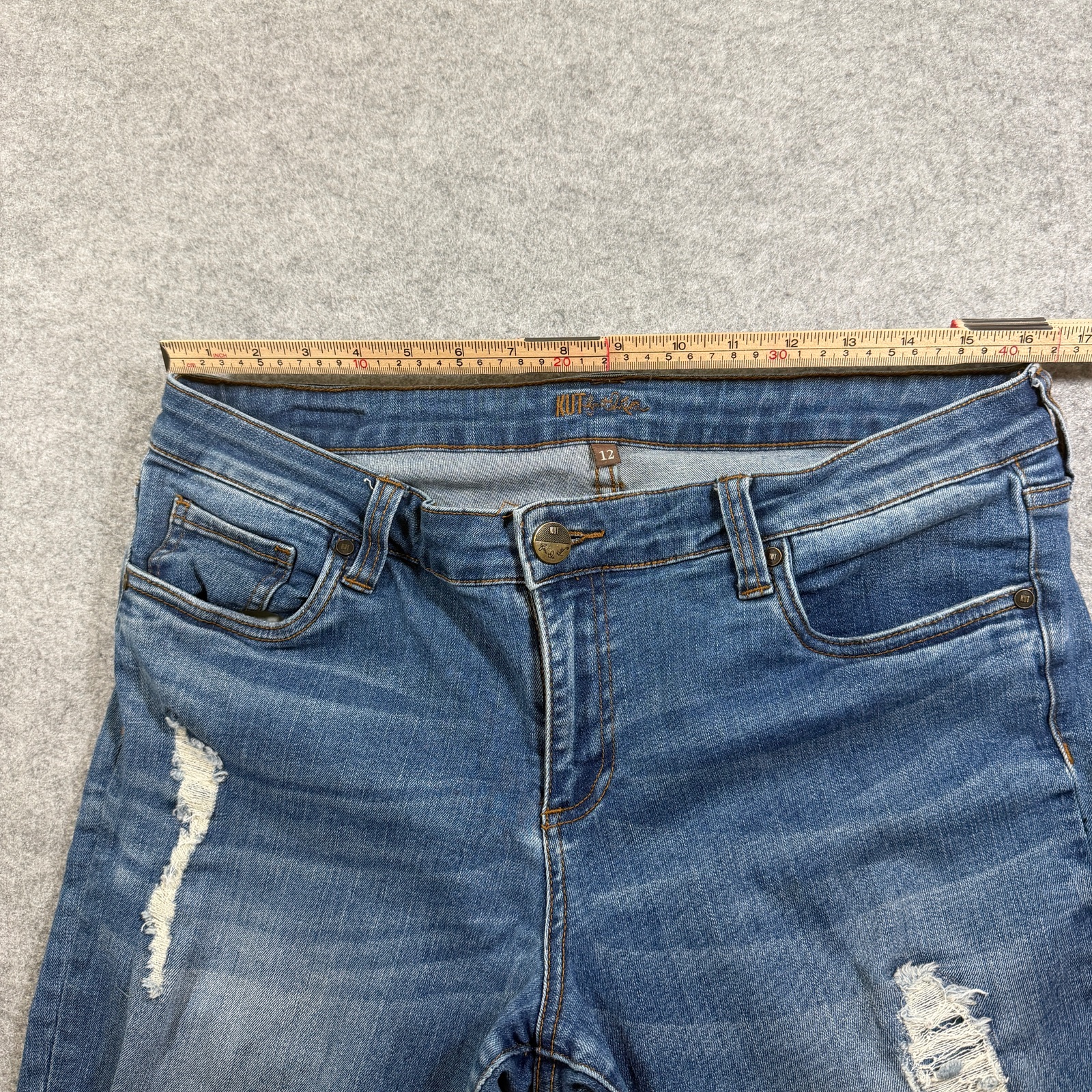 Kut From The Kloth Diana Skinny Jeans Womens 12 Blue Wash Distressed Stretch thumbnail 6