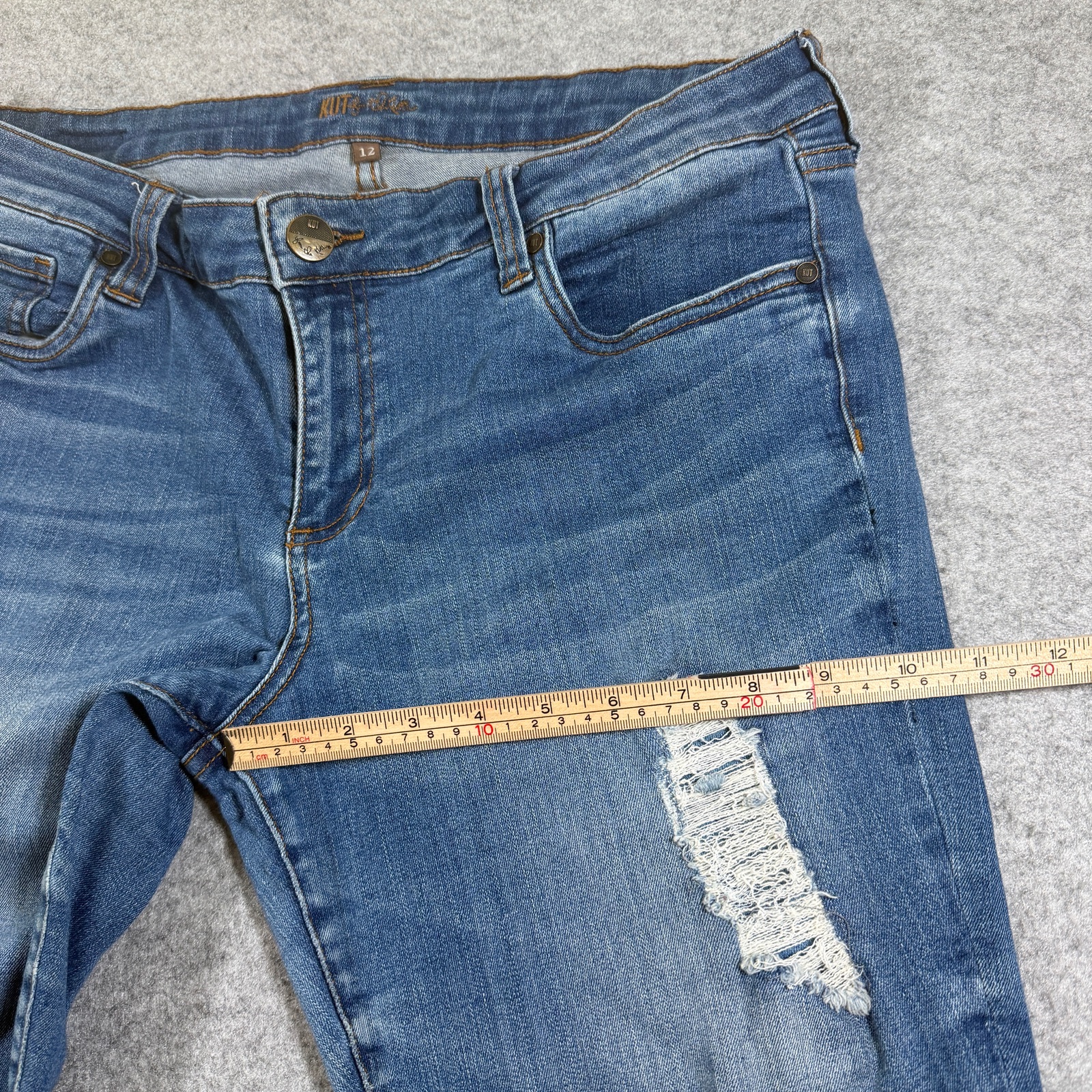 Kut From The Kloth Diana Skinny Jeans Womens 12 Blue Wash Distressed Stretch thumbnail 8