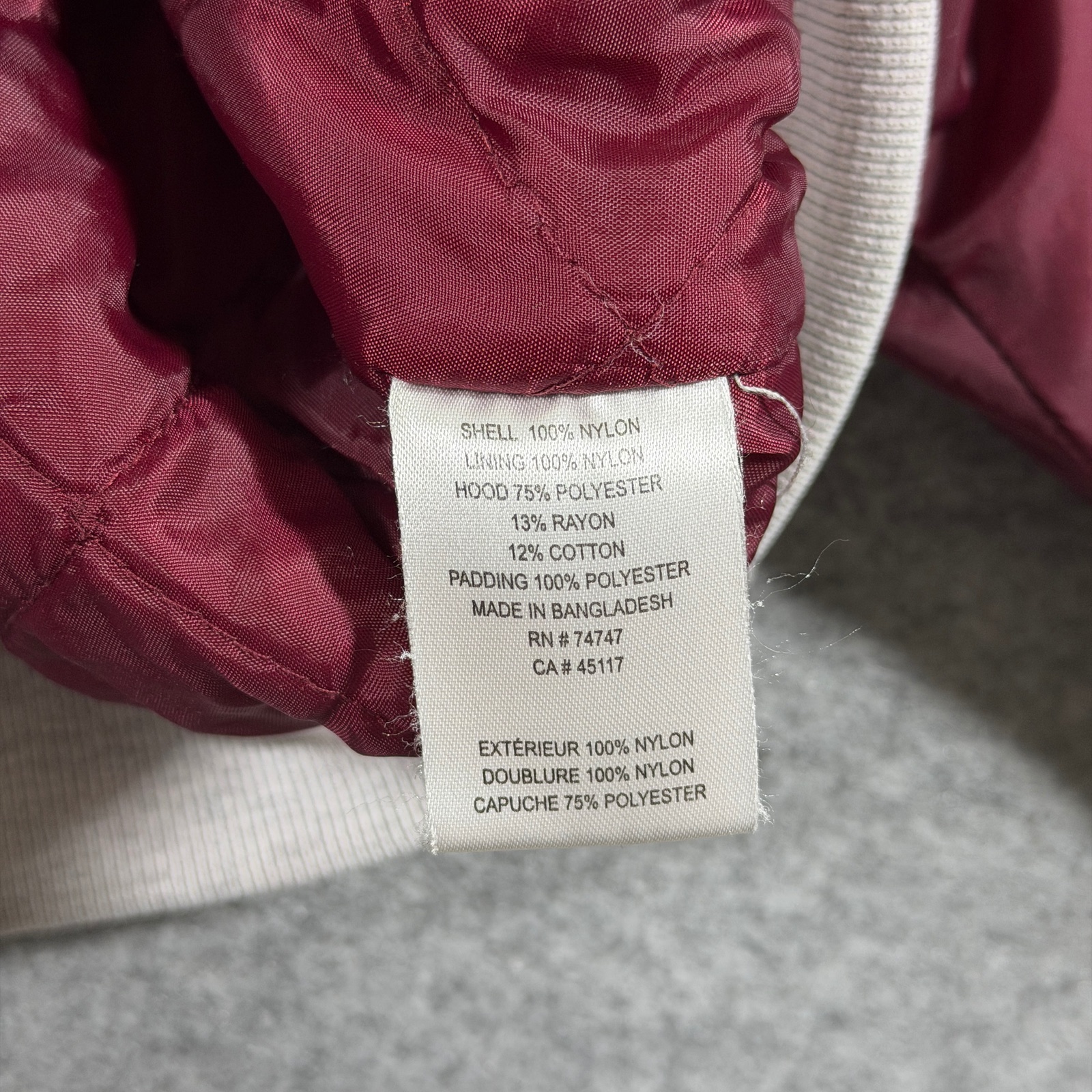 RedHead Quilted Varsity Jacket Mens XL Maroon Gray Hooded Snap Front Vintage 90s thumbnail 10