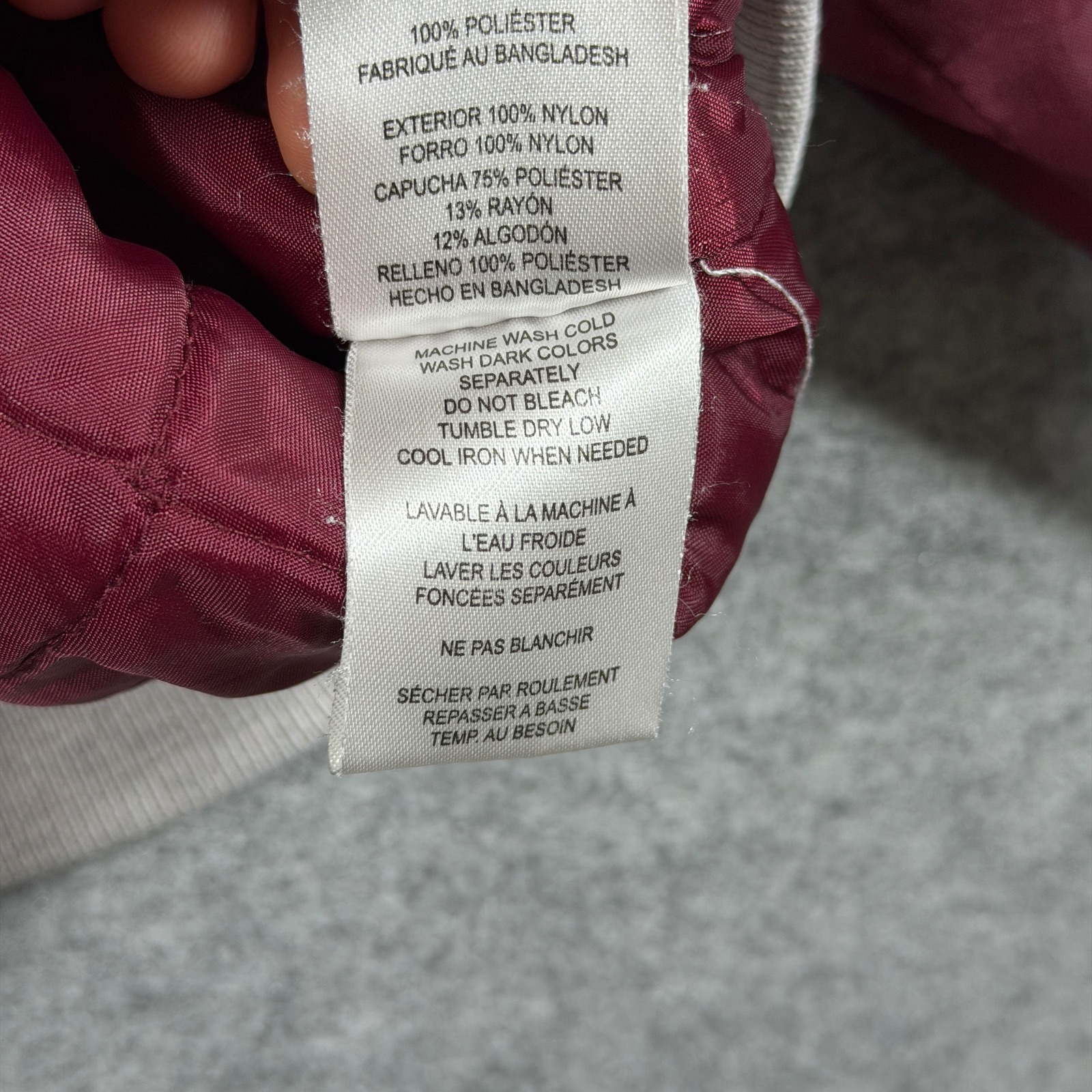 RedHead Quilted Varsity Jacket Mens XL Maroon Gray Hooded Snap Front Vintage 90s thumbnail 11