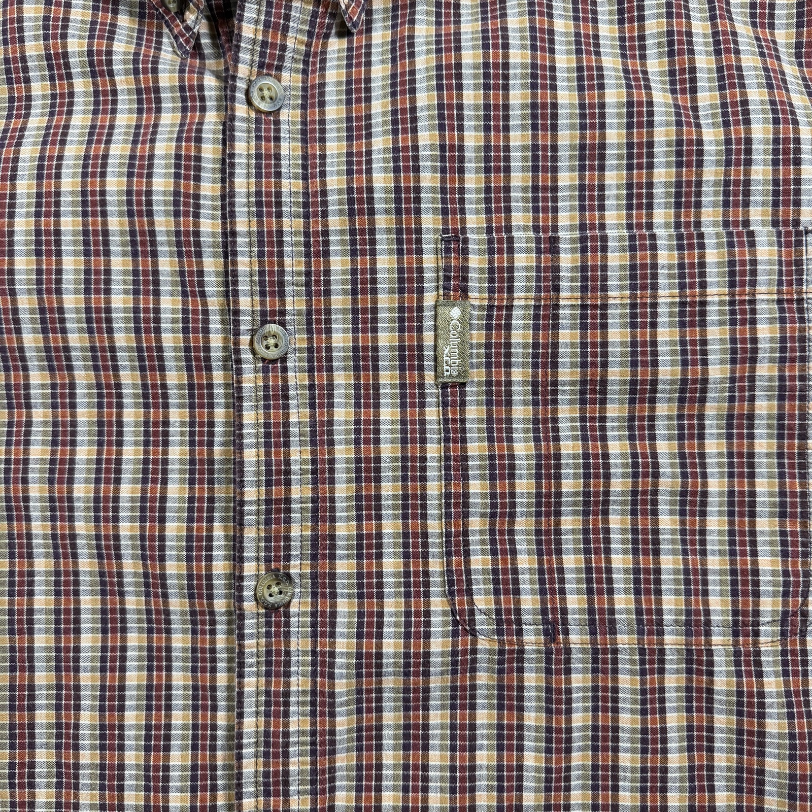 VTG Columbia XCO Shirt Mens L Orange Plaid Button Up Outdoor Hiking Short Sleeve thumbnail 3