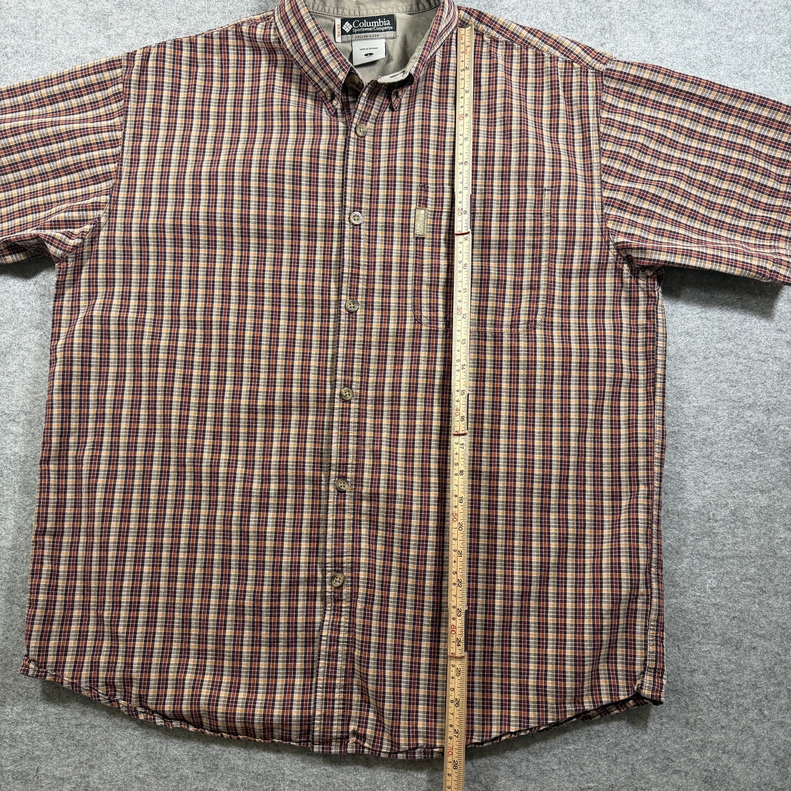 VTG Columbia XCO Shirt Mens L Orange Plaid Button Up Outdoor Hiking Short Sleeve thumbnail 7