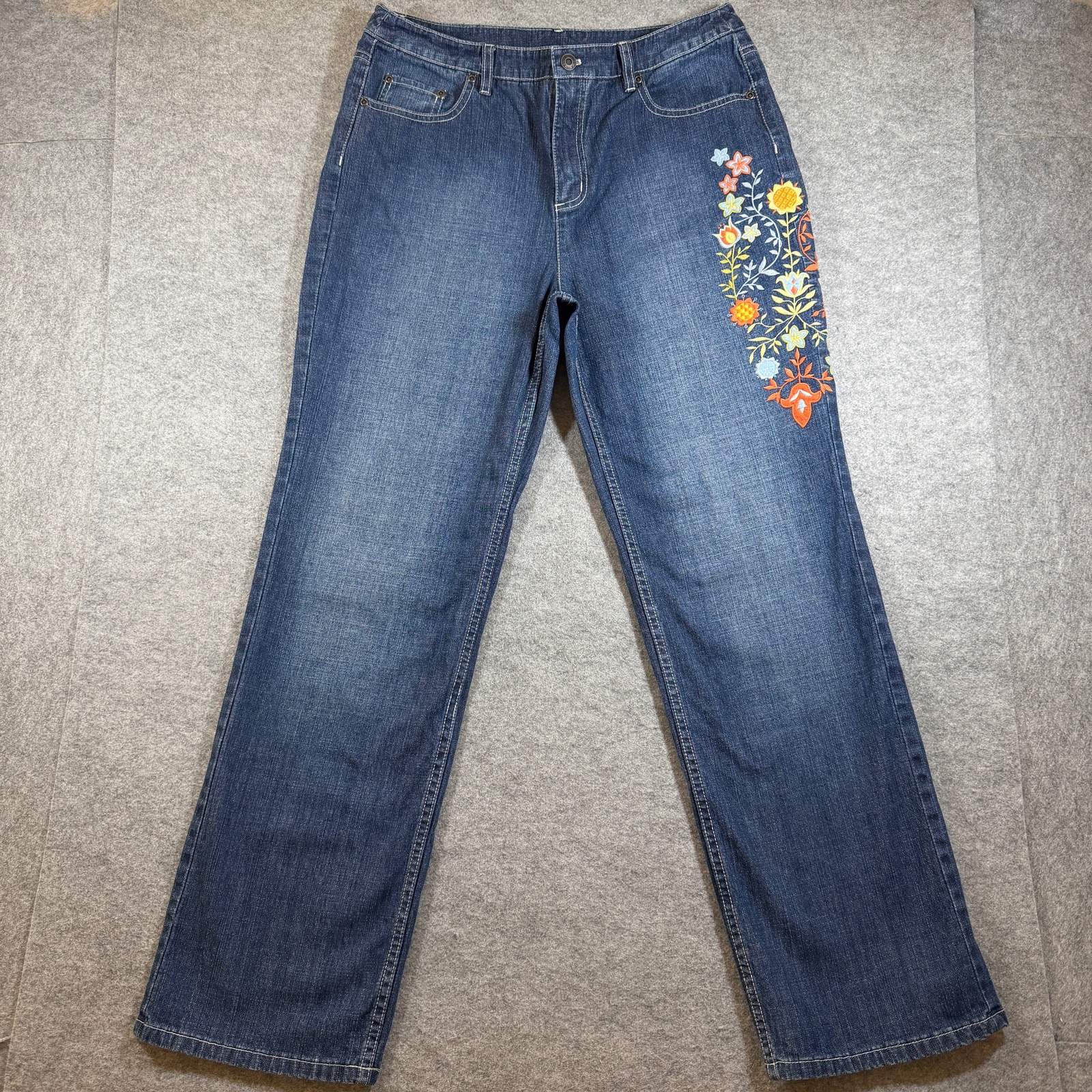 Vintage Talbots Jeans Womens 12 30x31 Dark Wash Floral Embroidered Denim