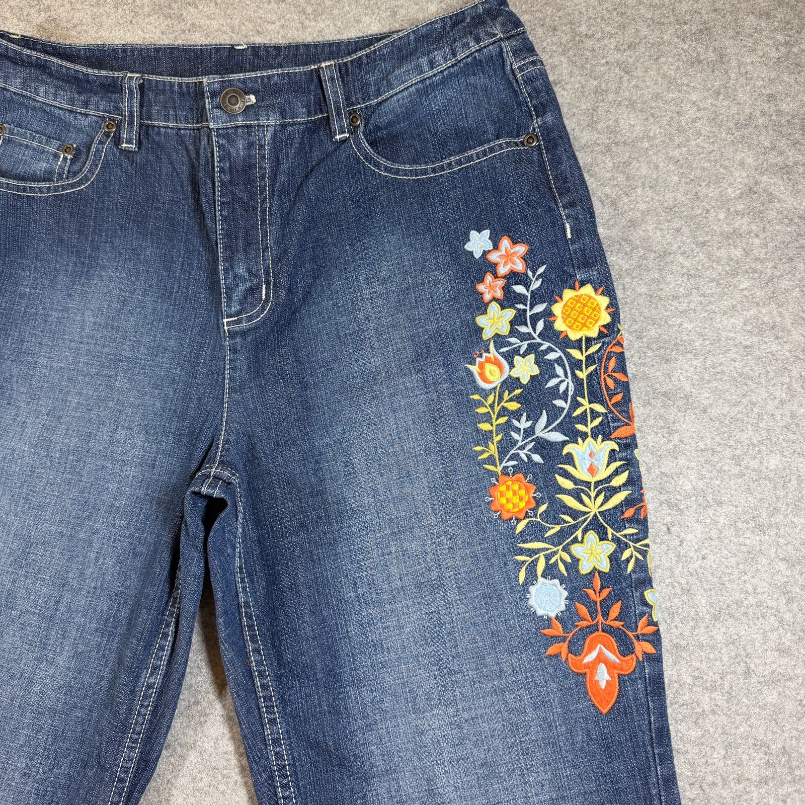 Vintage Talbots Jeans Womens 12 30x31 Dark Wash Floral Embroidered Denim thumbnail 5