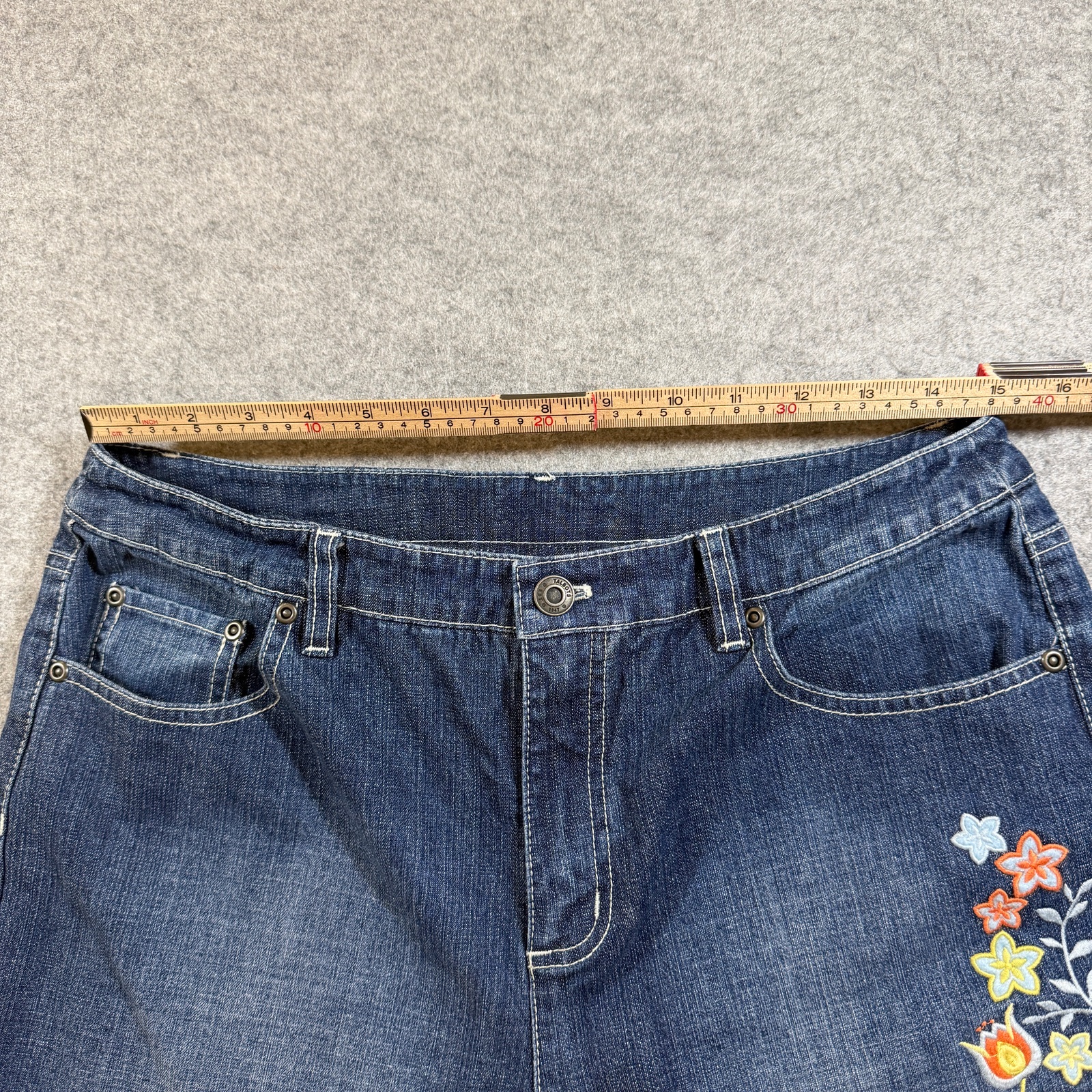 Vintage Talbots Jeans Womens 12 30x31 Dark Wash Floral Embroidered Denim thumbnail 6