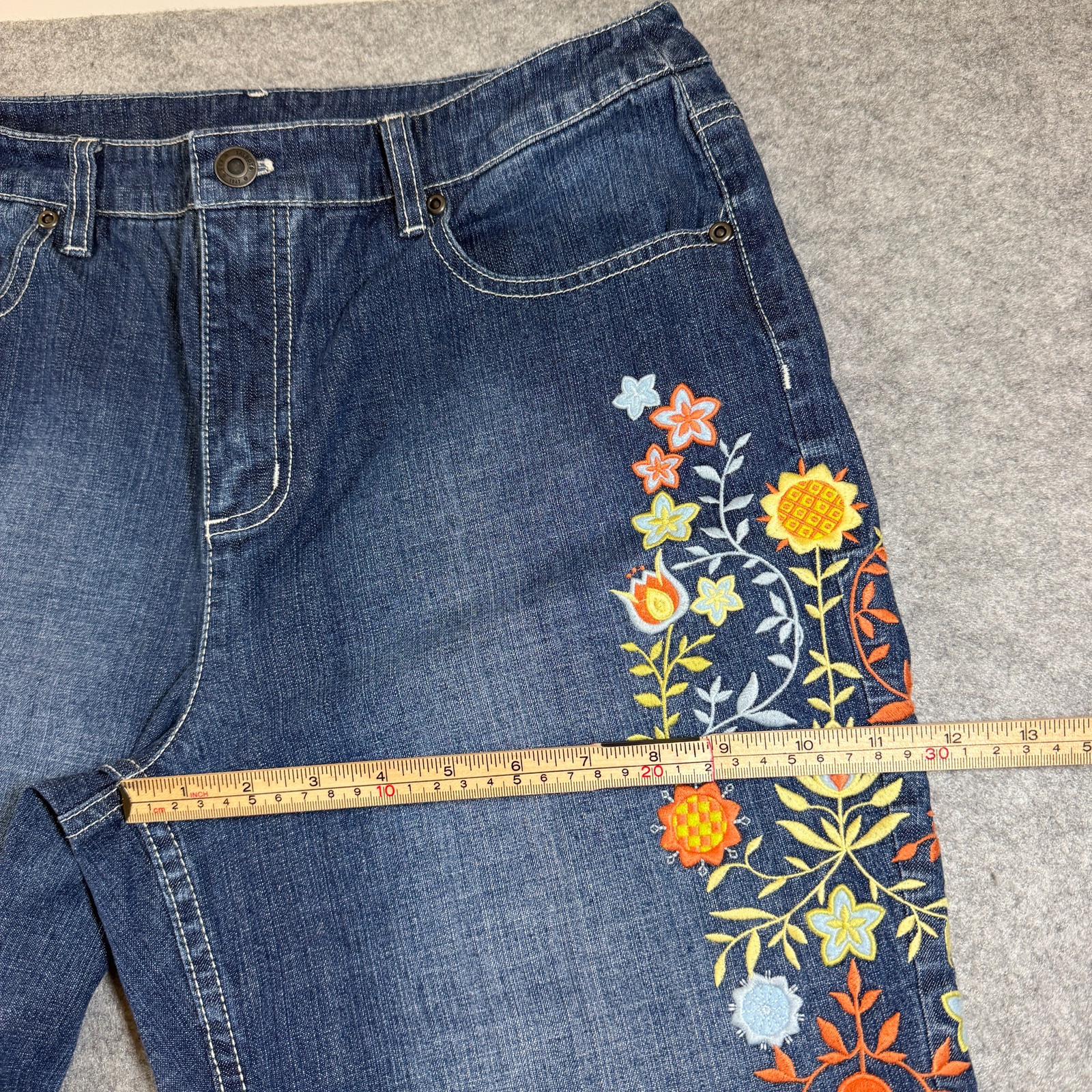 Vintage Talbots Jeans Womens 12 30x31 Dark Wash Floral Embroidered Denim thumbnail 8