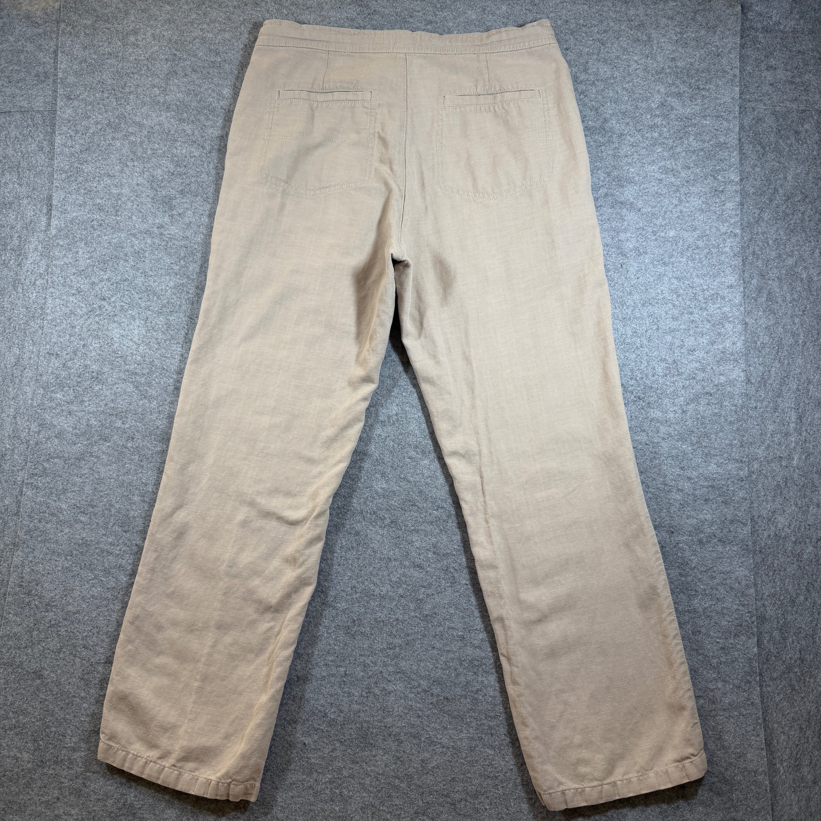 Calvin Klein Linen Pants Womens S Khaki High Rise Relaxed Fit Summer Trousers thumbnail 2