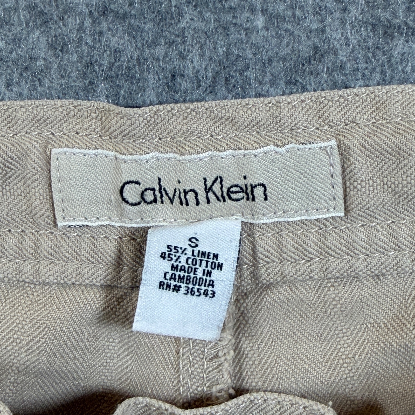 Calvin Klein Linen Pants Womens S Khaki High Rise Relaxed Fit Summer Trousers thumbnail 6